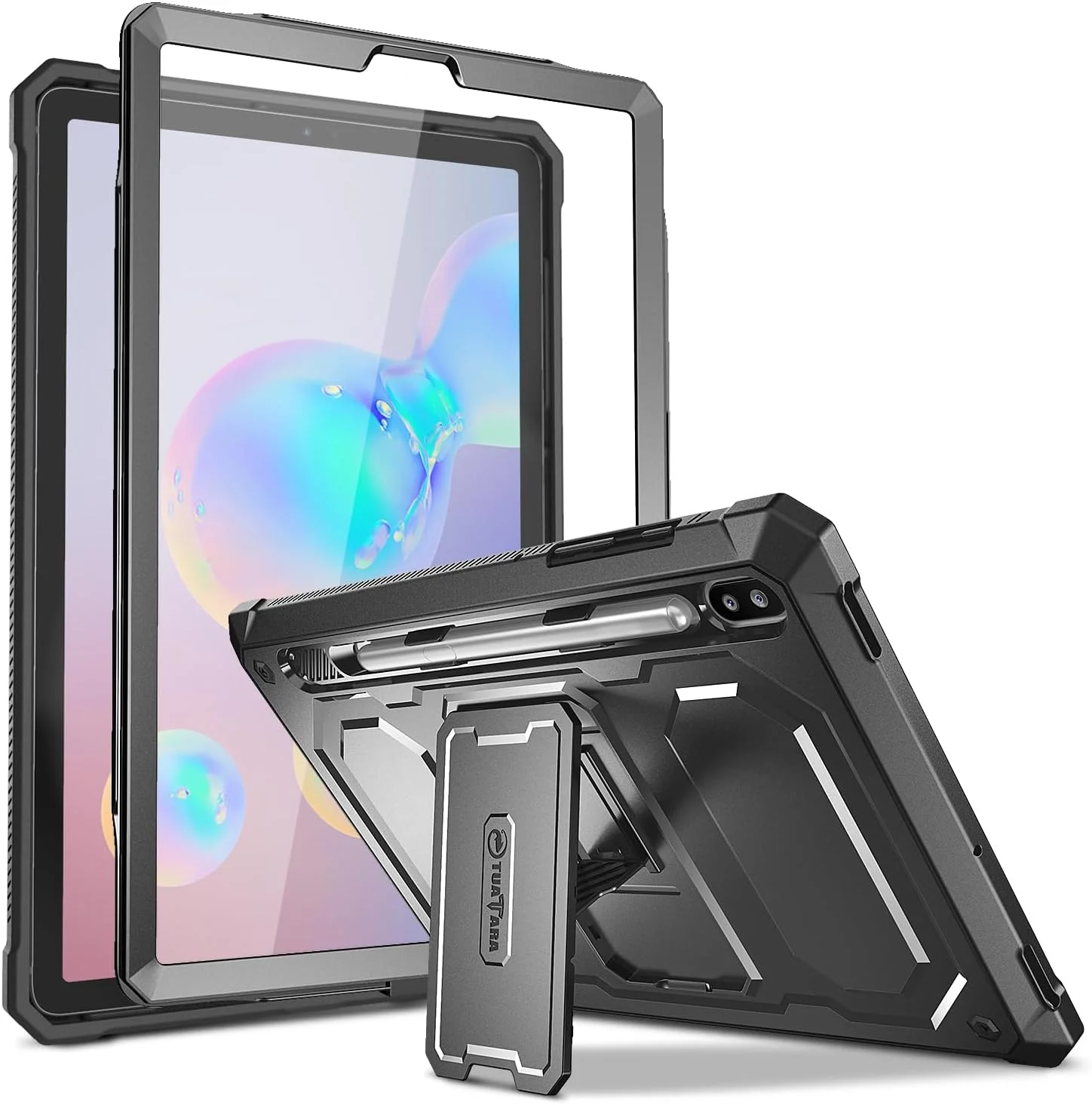 کیف ضد ضربه Fintie برای تبلت سامسونگ گلکسی تب S6 10.5 اینچ 2019 (مدل SM-T860/T865/T867)، کاور محافظ یکپارچه و مقاوم Tuatara با استند و محافظ صفحه نمایش داخلی، مشکی