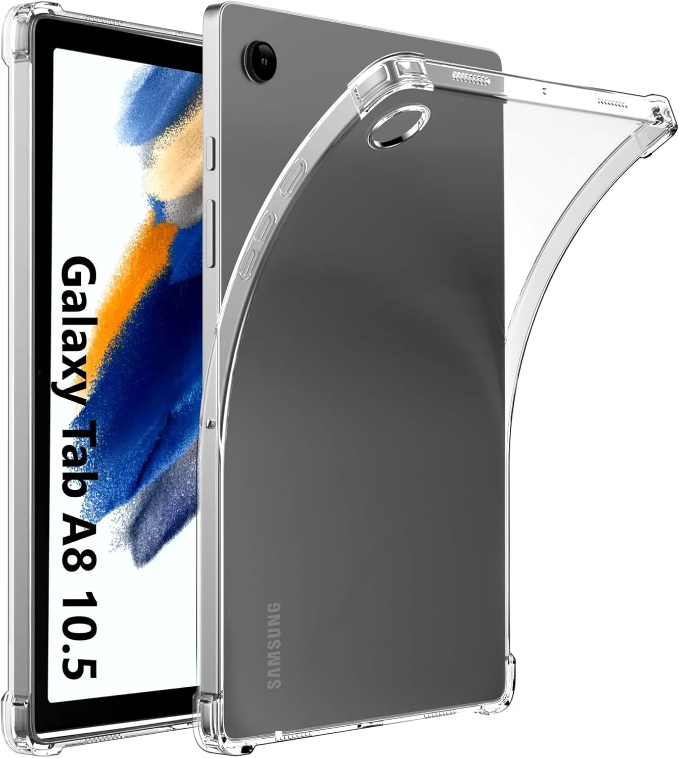کاور محافظ تبلت سامسونگ گلکسی تب A8 10.5 اینچ 2022، ضد ضربه، شفاف، مناسب گلکسی تب A8 10.5 اینچ [X200, X205, X207]، کاور نرم، سبک و شفاف با لبه سیلیکونی نرم و برجسته (شفاف)