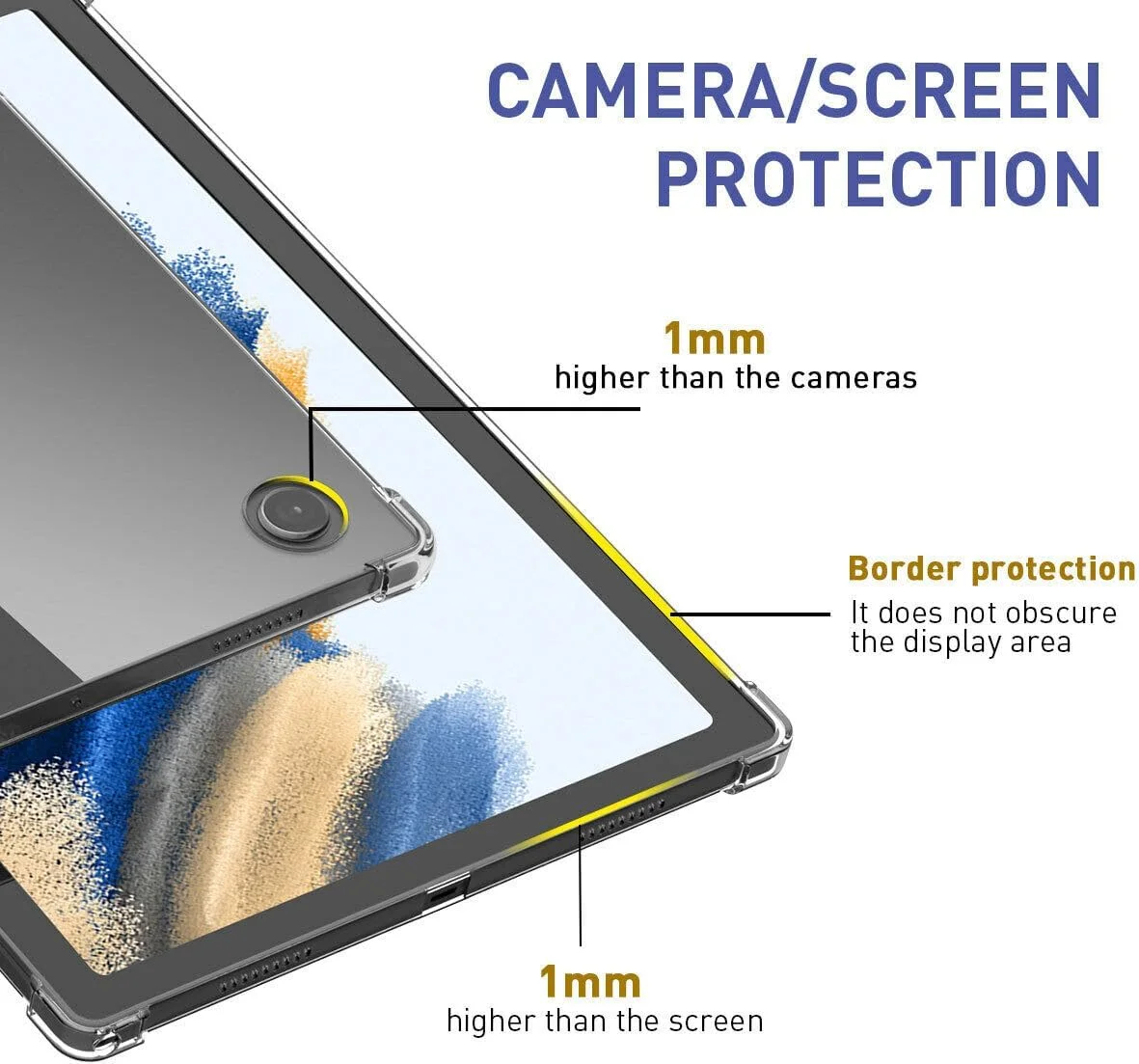 کاور محافظ تبلت سامسونگ گلکسی تب A8 10.5 اینچ 2022، ضد ضربه، شفاف، مناسب گلکسی تب A8 10.5 اینچ [X200, X205, X207]، کاور نرم، سبک و شفاف با لبه سیلیکونی نرم و برجسته (شفاف)