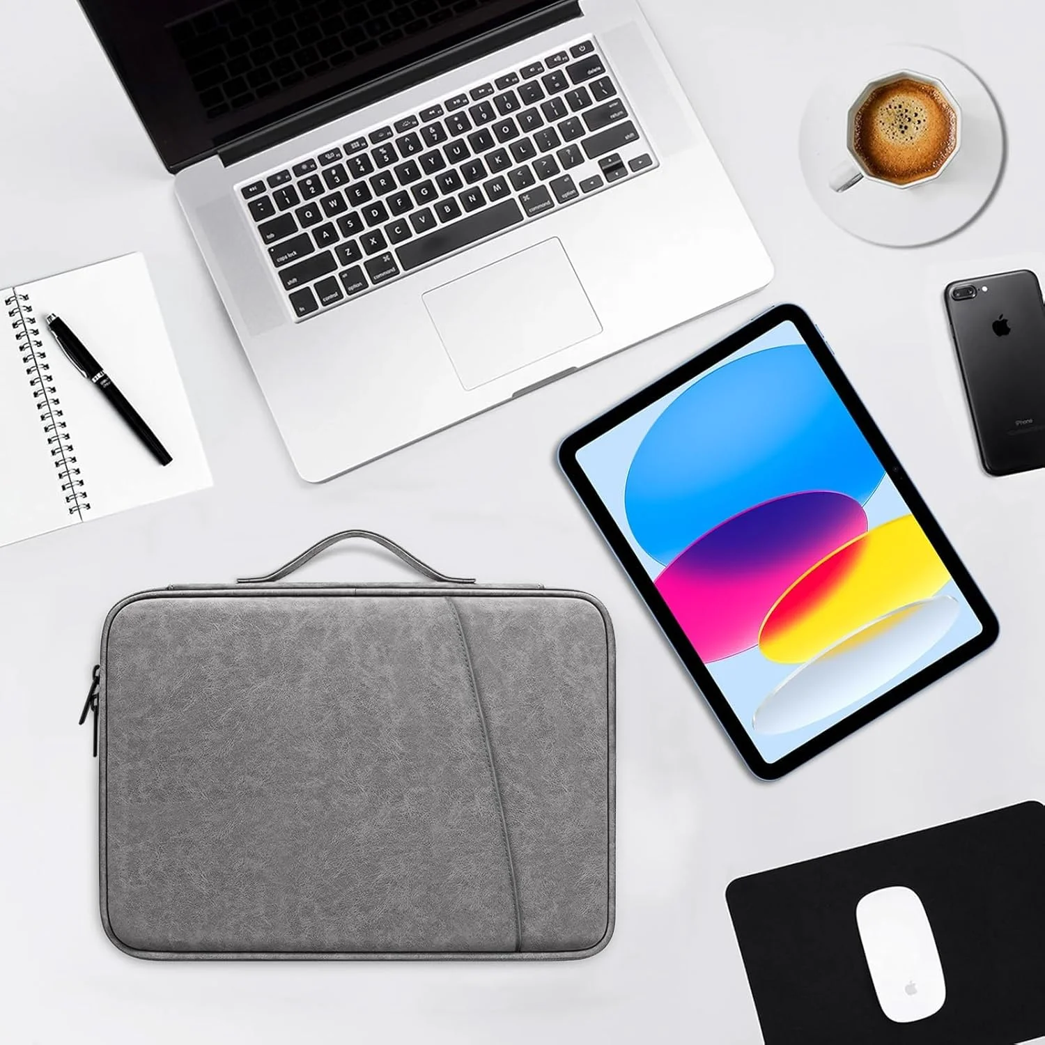 کیف محافظ تبلت SYOSI مناسب برای آیپد ایر M2/آیپد پرو M4 11 اینچی، آیپد 10.9 اینچی نسل 10 و آیپد ایر 5/4، گلکسی تب A9+ 11 اینچی، کیف داخلی دستی ضد آب (خاکستری)