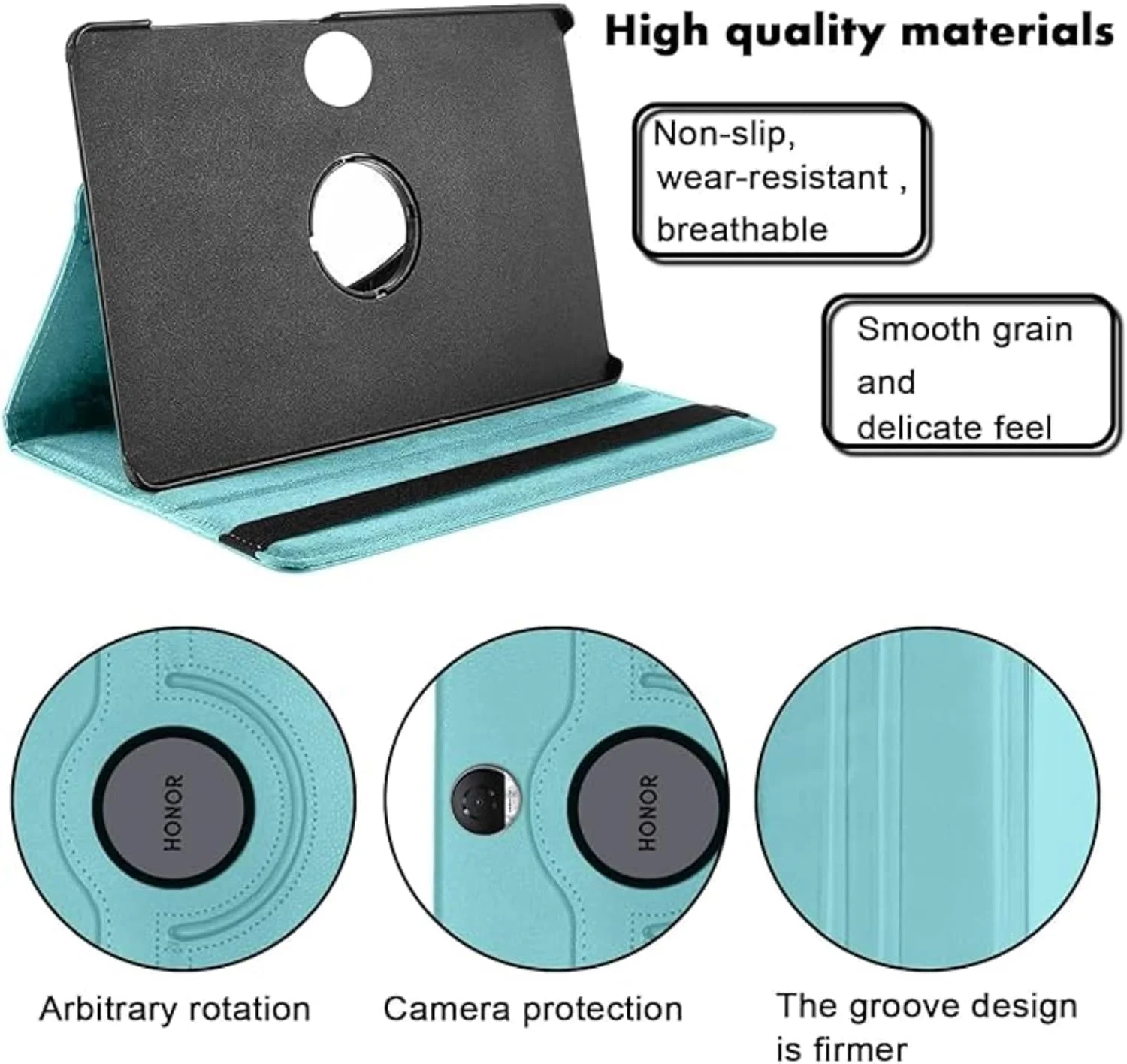 کیف چرخشی 360 درجه NESLIN سازگار با تبلت آنر پد 9 اینچی 12.1 مدل 2024، کیف چرمی PU با قابلیت تنظیم چند زاویه، محافظ باریک برای آنر پد 9 اینچی 12.1 مدل 2024 (آبی روشن)