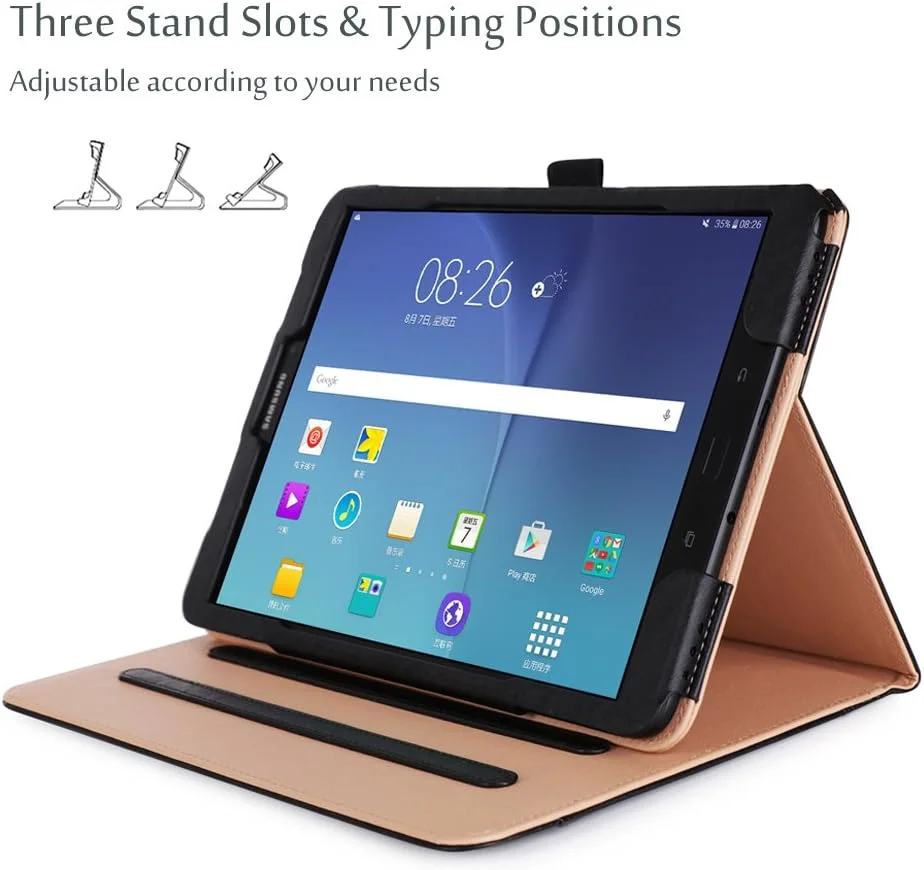کیف محافظ تبلت ProCase Galaxy Tab S3 9.7 اینچی، کاور فولیو استند دار برای تبلت گلکسی تب S3 (9.7 اینچ، SM-T820 T825 T827)، با زوایای دید چندگانه، دارای جیب کارت و مدارک - مشکی