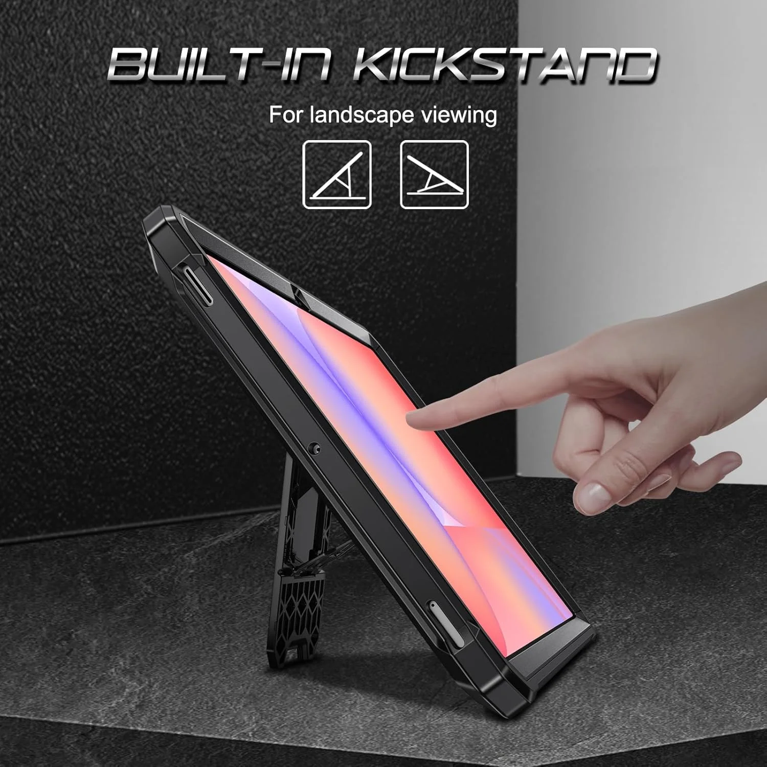 کیف ضد ضربه FINTIE برای تبلت سامسونگ گلکسی تب S9 FE 10.9 اینچ / گلکسی تب S9 11 اینچ 2023، کاور محافظ یکپارچه و مقاوم Tuatara با پایه و محافظ صفحه نمایش داخلی، مشکی