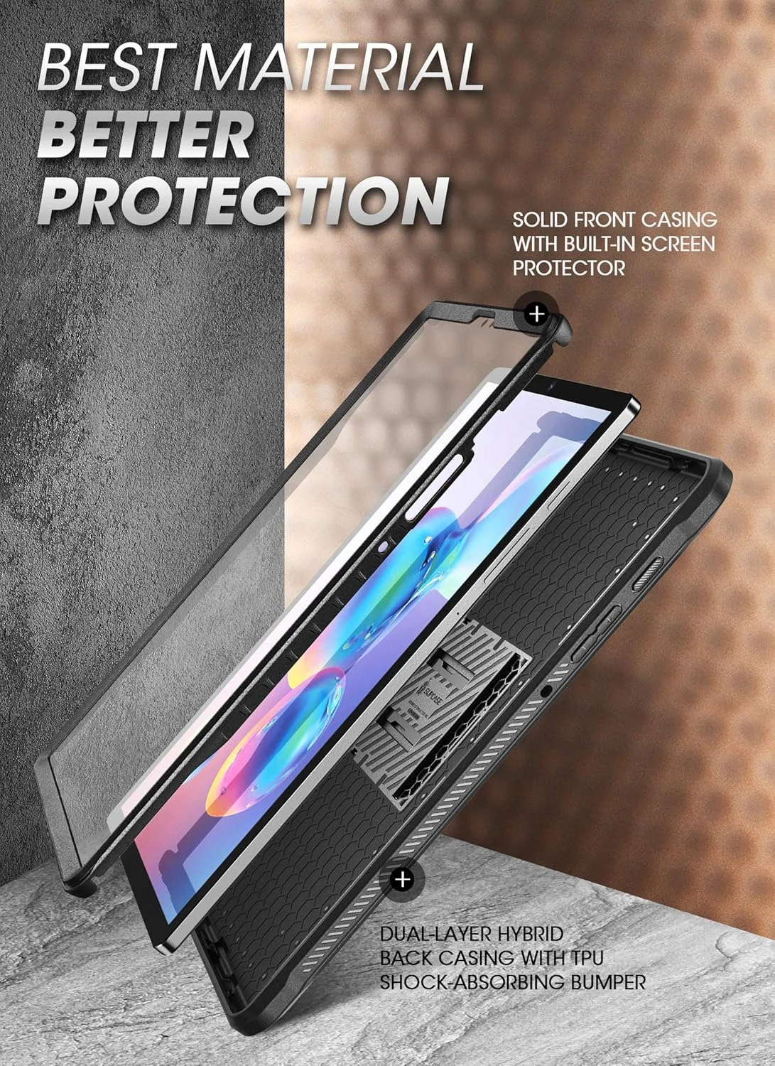 کاور محافظ فول بادی SUPCASE سری Unicorn Beetle PRO مناسب برای تبلت Galaxy Tab S6 (مدل 2019) به همراه محافظ صفحه نمایش داخلی - مشکی
