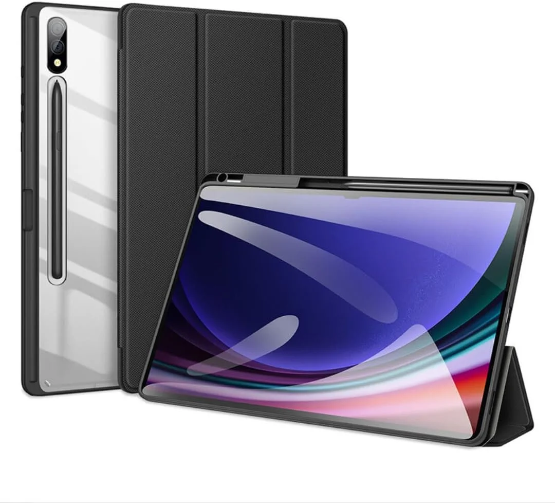کیف تبلت سری توبی DUX DUCIS برای تبلت سامسونگ گلکسی تب S10 / S9 / S8 'Ultra' - کاور سه تایی با نگهدارنده قلم S، حالت خواب/بیدار خودکار و محافظ PU نرم - مشکی