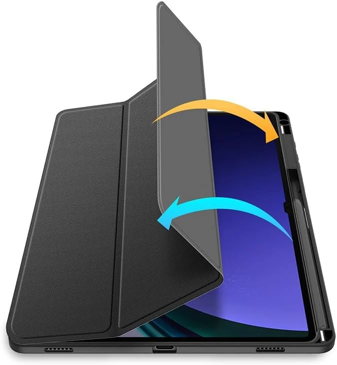 کیف تبلت سری توبی DUX DUCIS برای تبلت سامسونگ گلکسی تب S10 / S9 / S8 'Ultra' - کاور سه تایی با نگهدارنده قلم S، حالت خواب/بیدار خودکار و محافظ PU نرم - مشکی