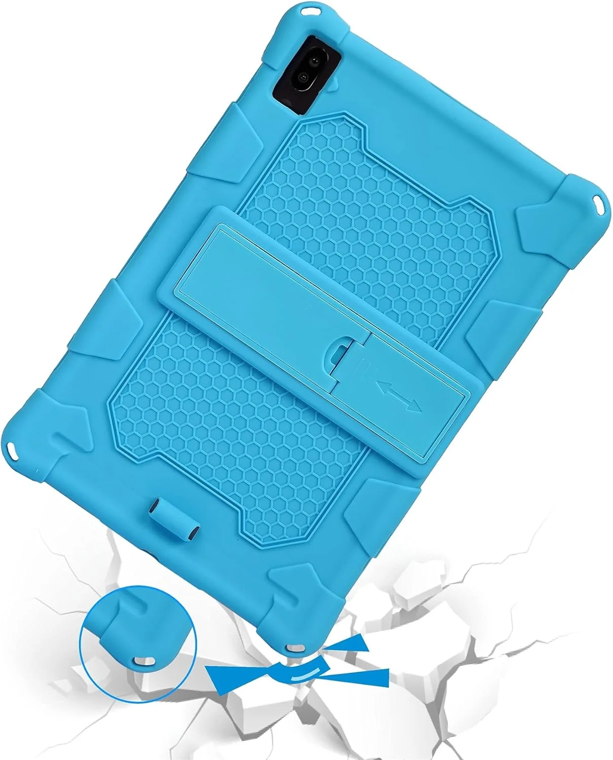 کیف تبلت مسافرتی برای تبلت سامسونگ گلکسی TAB S5E 10.5 اینچ T720 (2019)، کیف محافظ سیلیکونی نرم و سبک مقاوم در برابر ضربه با پایه و بند شانه، محافظت از تبلت (آبی روشن)