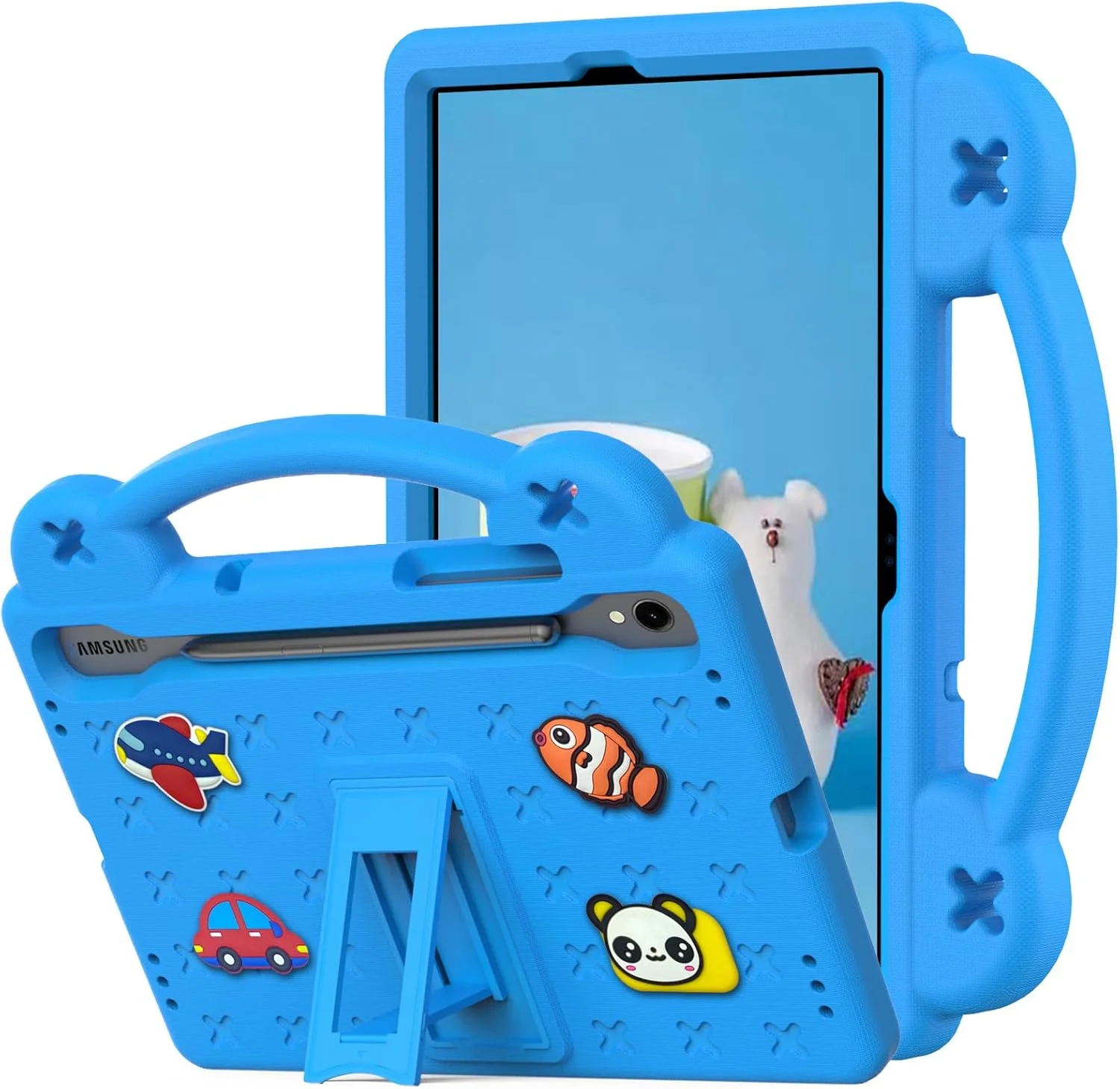 کاور دسته دار SCIMIN برای سامسونگ گلکسی تب S9 FE (SM-X510 / SM-X516B)، کاور مقاوم در برابر ضربه فوم EVA مناسب کودکان به همراه استند