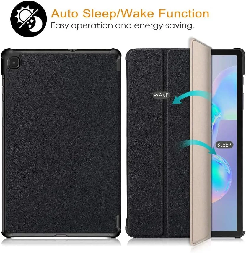 کاور تاشو فوق العاده باریک 10.4 اینچی ترندز با قابلیت خواب و بیدار شدن خودکار برای Samsung Galaxy Tab S6 Lite، مشکی