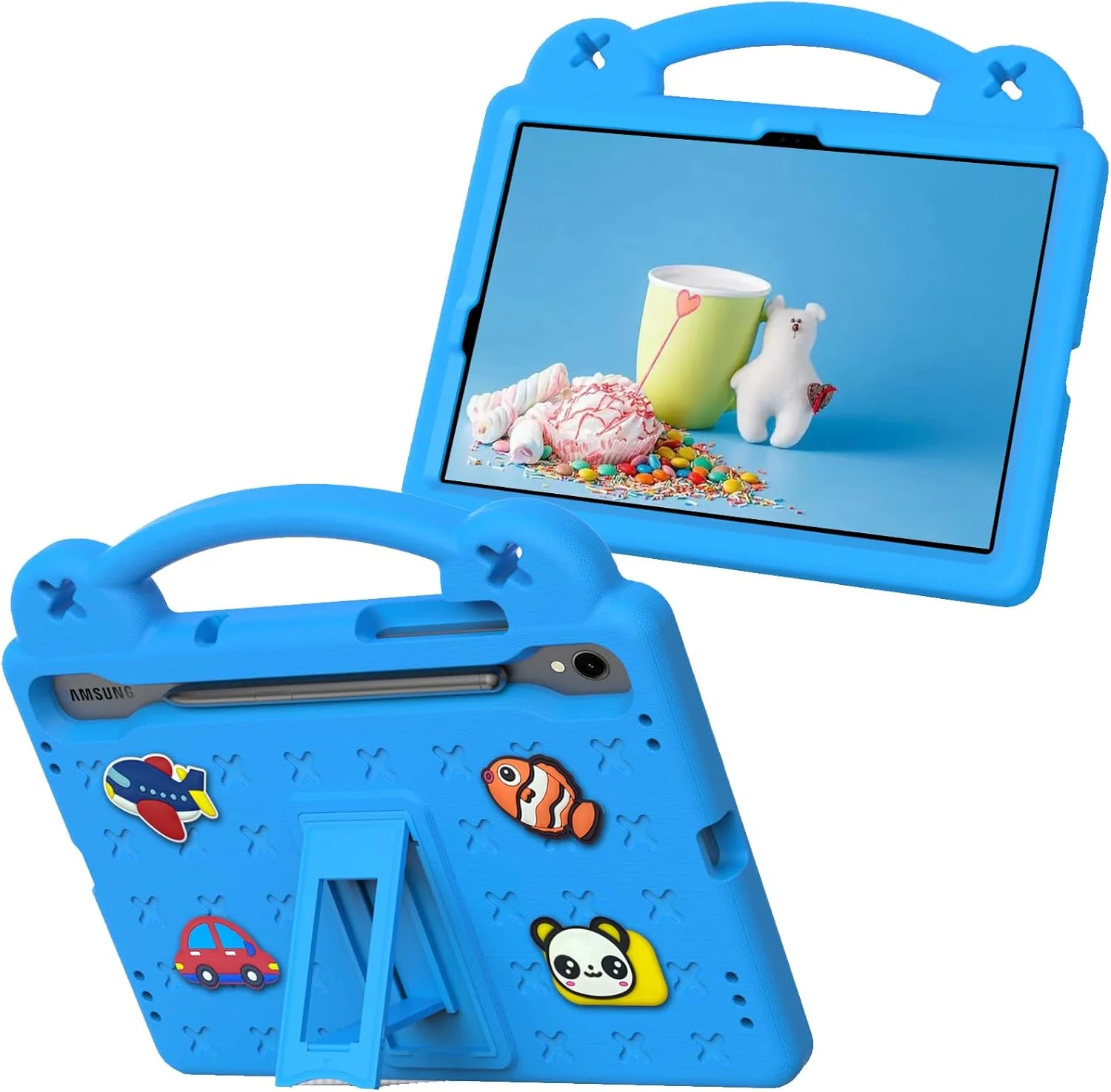 کاور دسته دار SCIMIN برای سامسونگ گلکسی تب S9 FE (SM-X510 / SM-X516B)، کاور مقاوم در برابر ضربه فوم EVA مناسب کودکان به همراه استند