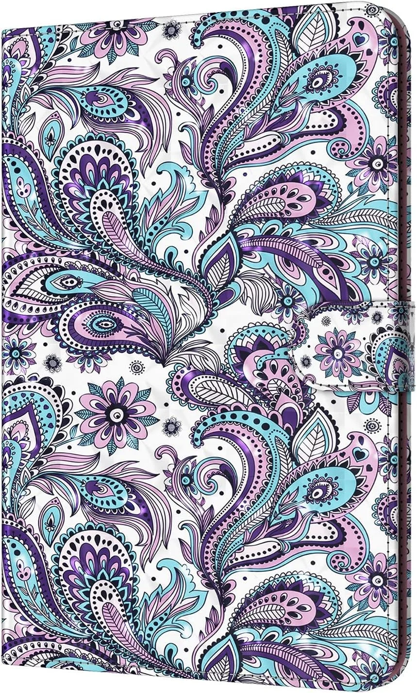 کیف تبلت چرمی طرح نقاشی خلاقانه MEOORHE برای تبلت های سامسونگ گلکسی S8 S7 S6 Lite S5e دارای جای کارت، جیب و استند، پوشش داخلی نرم TPU (طرح گل، S6 Lite 10.4 P610)