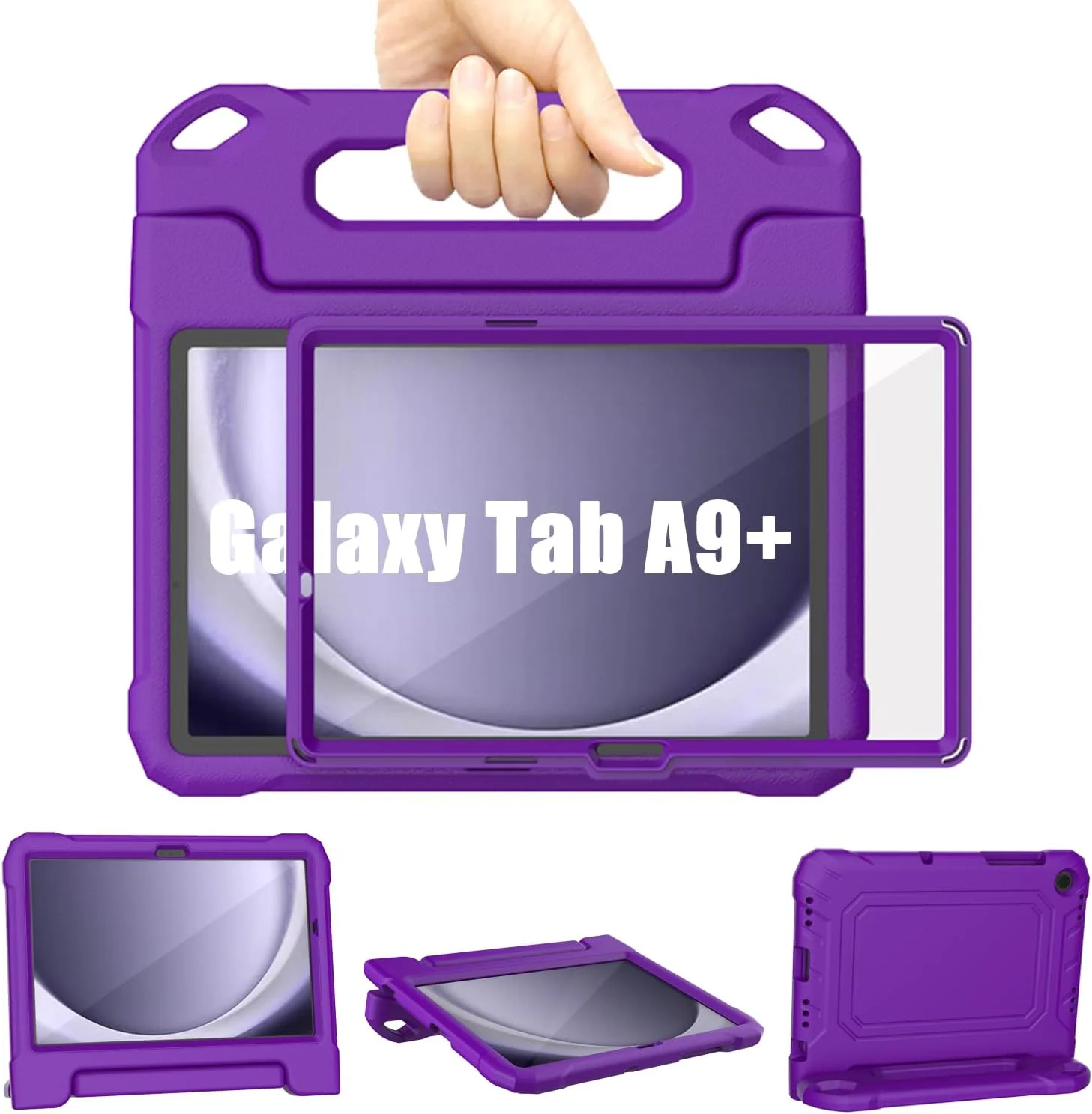 کیف تبلت سامسونگ گلکسی تب A9 پلاس TrendGate مناسب کودکان، 11 اینچ 2023، سبک و مقاوم در برابر ضربه، دارای محافظ صفحه نمایش داخلی و دسته استند برای گلکسی تب A9+ 11 اینچی (SM-X210/X216/X218) - بنفش