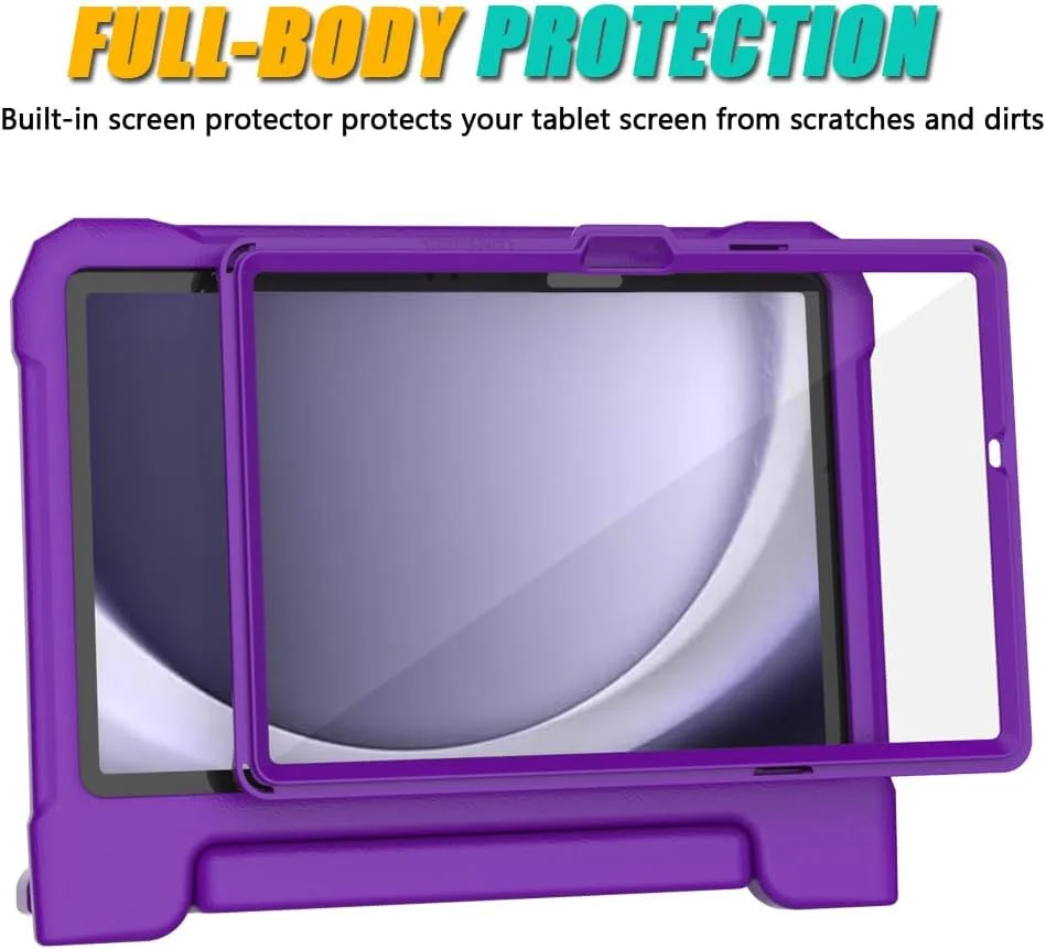 کیف تبلت سامسونگ گلکسی تب A9 پلاس TrendGate مناسب کودکان، 11 اینچ 2023، سبک و مقاوم در برابر ضربه، دارای محافظ صفحه نمایش داخلی و دسته استند برای گلکسی تب A9+ 11 اینچی (SM-X210/X216/X218) - بنفش