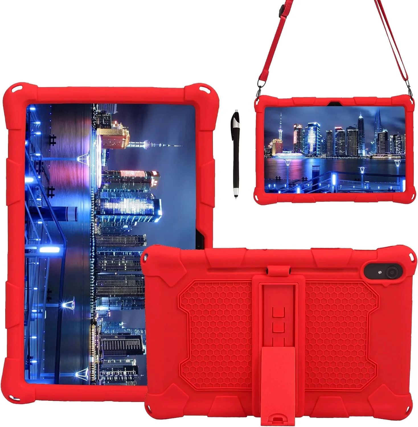 کیف تبلت مسافرتی برای تبلت سامسونگ گلکسی تب S7 T870، کیف محافظ سیلیکونی نرم و سبک ضد ضربه با پایه و بند شانه ای، محافظت از تبلت (قرمز) کیف تبلت مسافرتی برای تبلت سامسونگ گلکسی تب S7 T870، کیف محافظ سیلیکونی نرم و سبک ضد ضربه با پایه و بند شانه ای، محافظت از تبلت (قرمز)