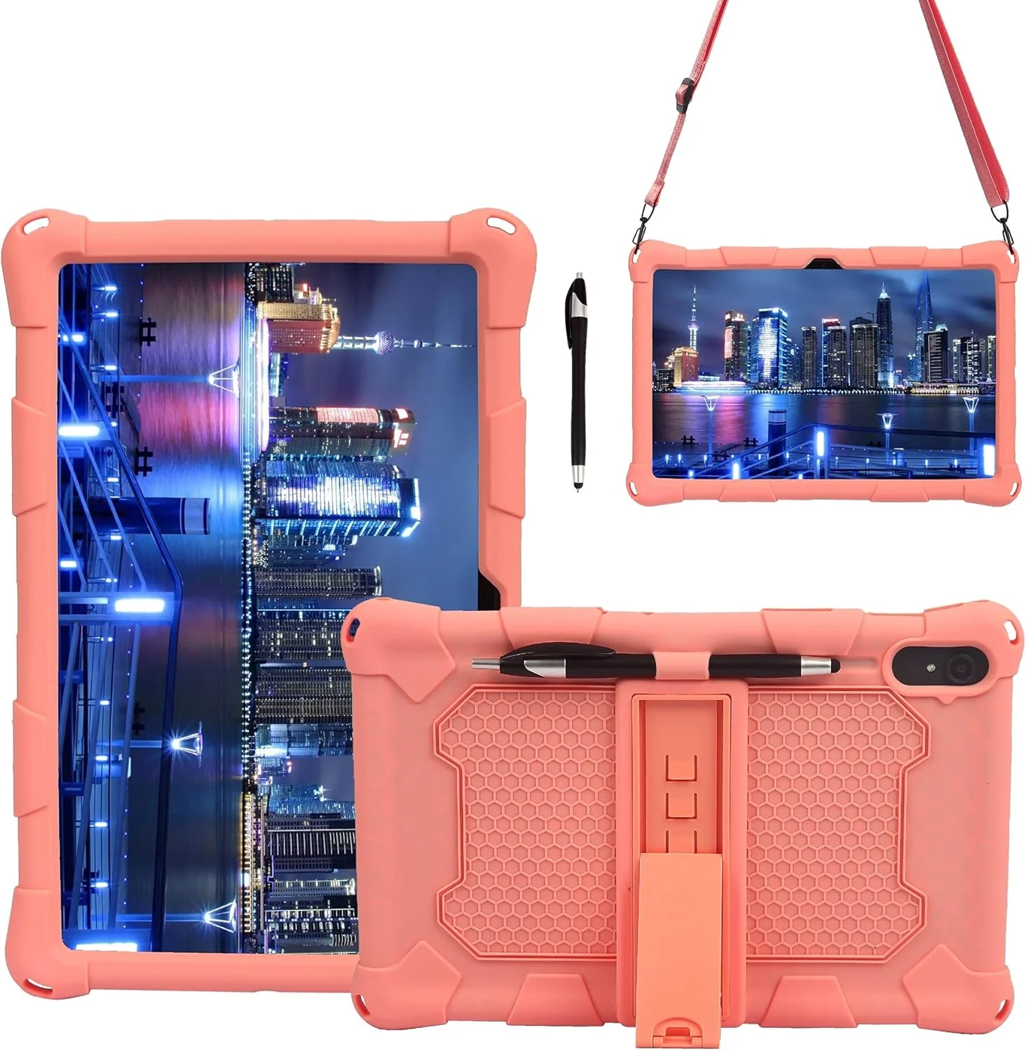 کیف تبلت مسافرتی مناسب برای تبلت سامسونگ گلکسی تب S7 + T970، کیف محافظ سیلیکونی نرم و سبک ضد ضربه با پایه و بند شانه ای کیف تبلت مسافرتی مناسب برای تبلت سامسونگ گلکسی تب S7 + T970، کیف محافظ سیلیکونی نرم و سبک ضد ضربه با پایه و بند شانه ای