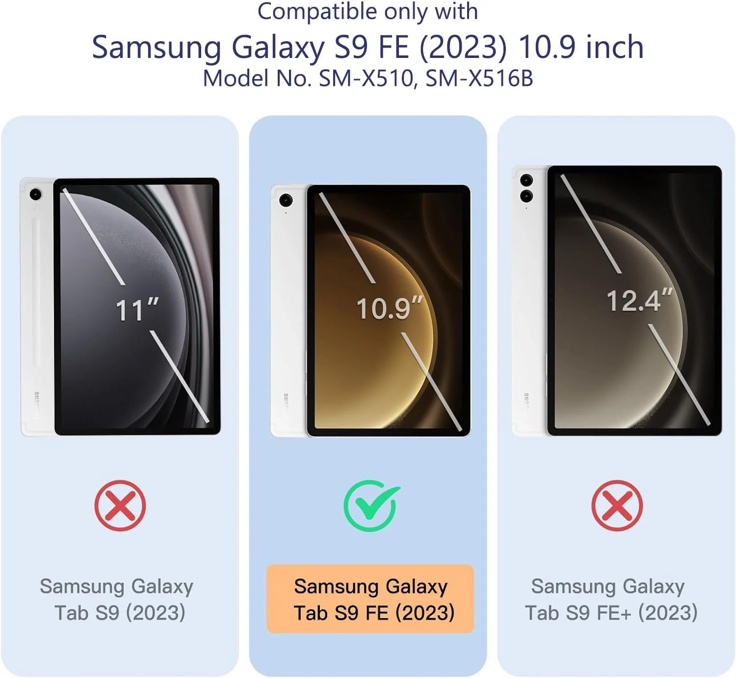 کیف تبلت اسپاتکس برای سامسونگ تب S9FE 10.9 اینچ (2023) کاور هوشمند با قابلیت خواب/بیداری مغناطیسی برای گلکسی تب S9FE 10.9 (آبی)