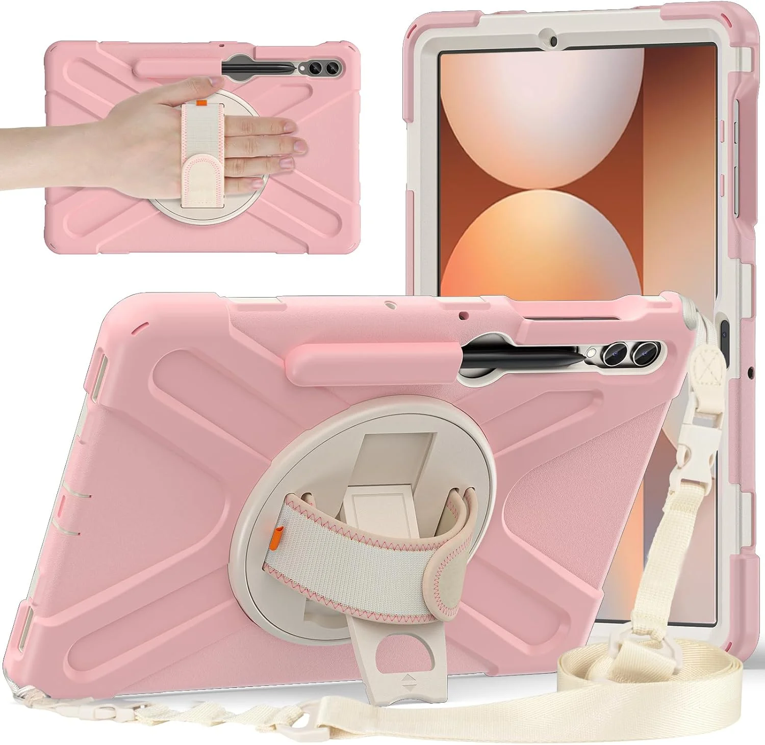 کیف محافظ مقاوم HUOLUNGJIN سازگار با تبلت سامسونگ گلکسی تب S10+ پلاس/ S9 FE+ پلاس 12.4 اینچی (SM-X826/X610)، کیف سیلیکونی با جای قلم S-Pen - استند - دستگیره - بند شانه (صورتی) کیف محافظ مقاوم HUOLUNGJIN سازگار با تبلت سامسونگ گلکسی تب S10+ پلاس/ S9 FE+ پلاس 12.4 اینچی (SM-X826/X610)، کیف سیلیکونی با جای قلم S-Pen - استند - دستگیره - بند شانه (صورتی)