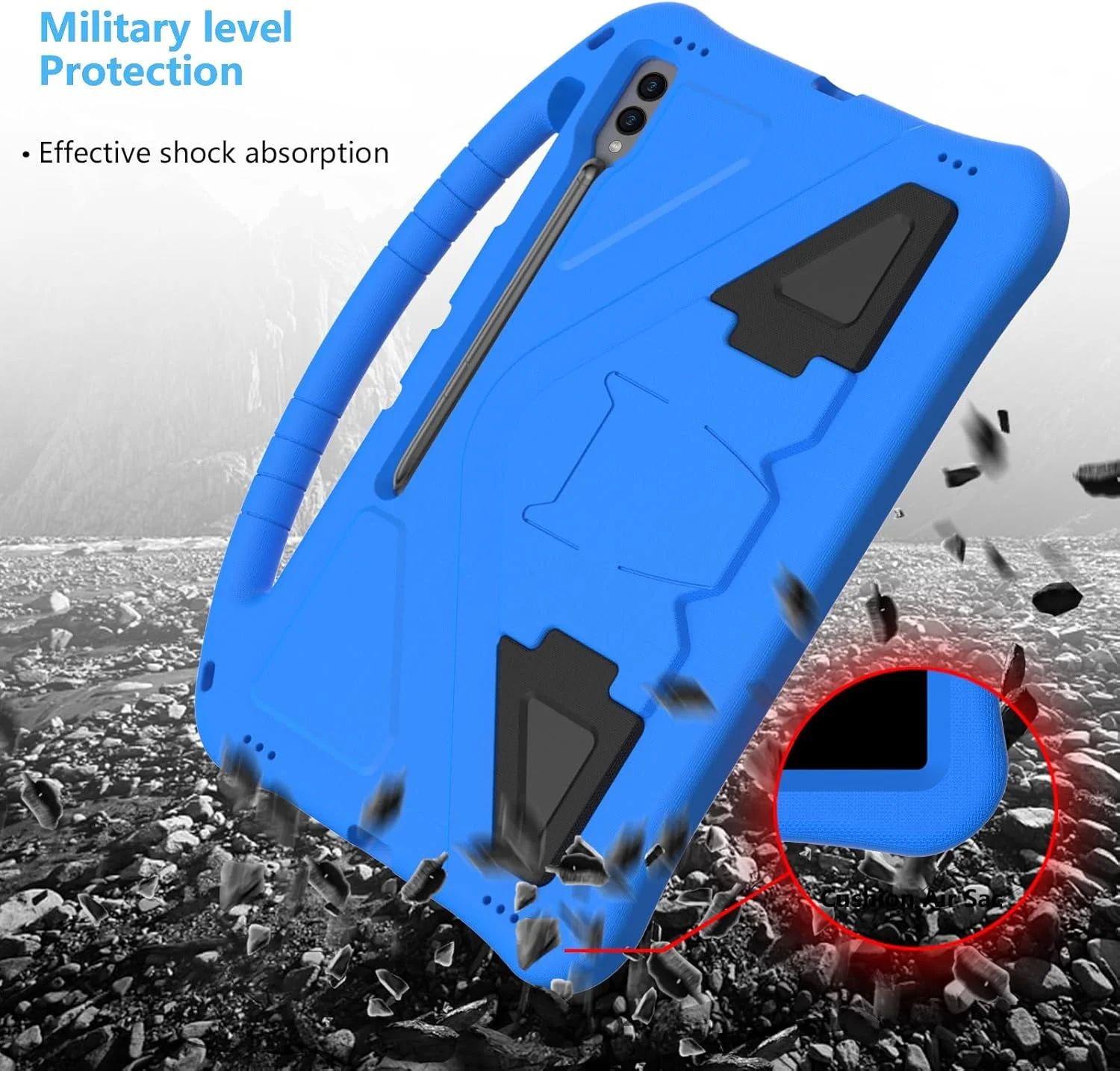 کیف محافظ کودکانه TianTa برای تبلت سامسونگ گلکسی تب S10 Ultra 2024 (SM-X920) 5G (SM-X926B) 14.6 اینچ، با استند، دسته قابل حمل، بند شانه، پوشش محافظ فوم EVA سبک و مقاوم در برابر ضربه - آبی