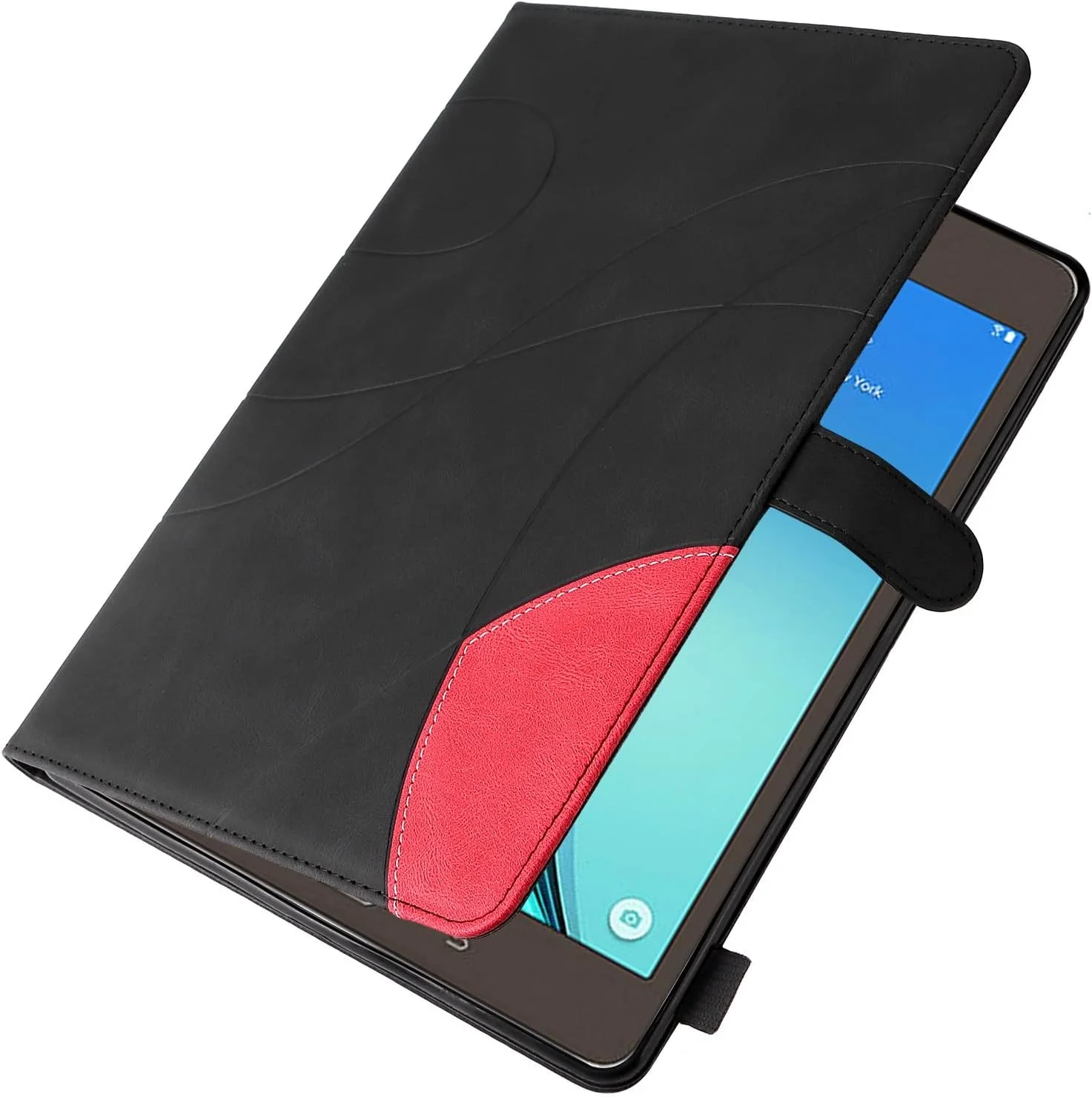 کیف محافظ تبلت چرمی PU، کیف تبلت هوشمند با قابلیت تاشو و استند، کیف تبلت با عملکرد خواب/بیدار شدن خودکار سازگار با تبلت سامسونگ گلکسی تب A 8.0 SM-T350/T355/P350/P355 مدل 2015 (مشکی)