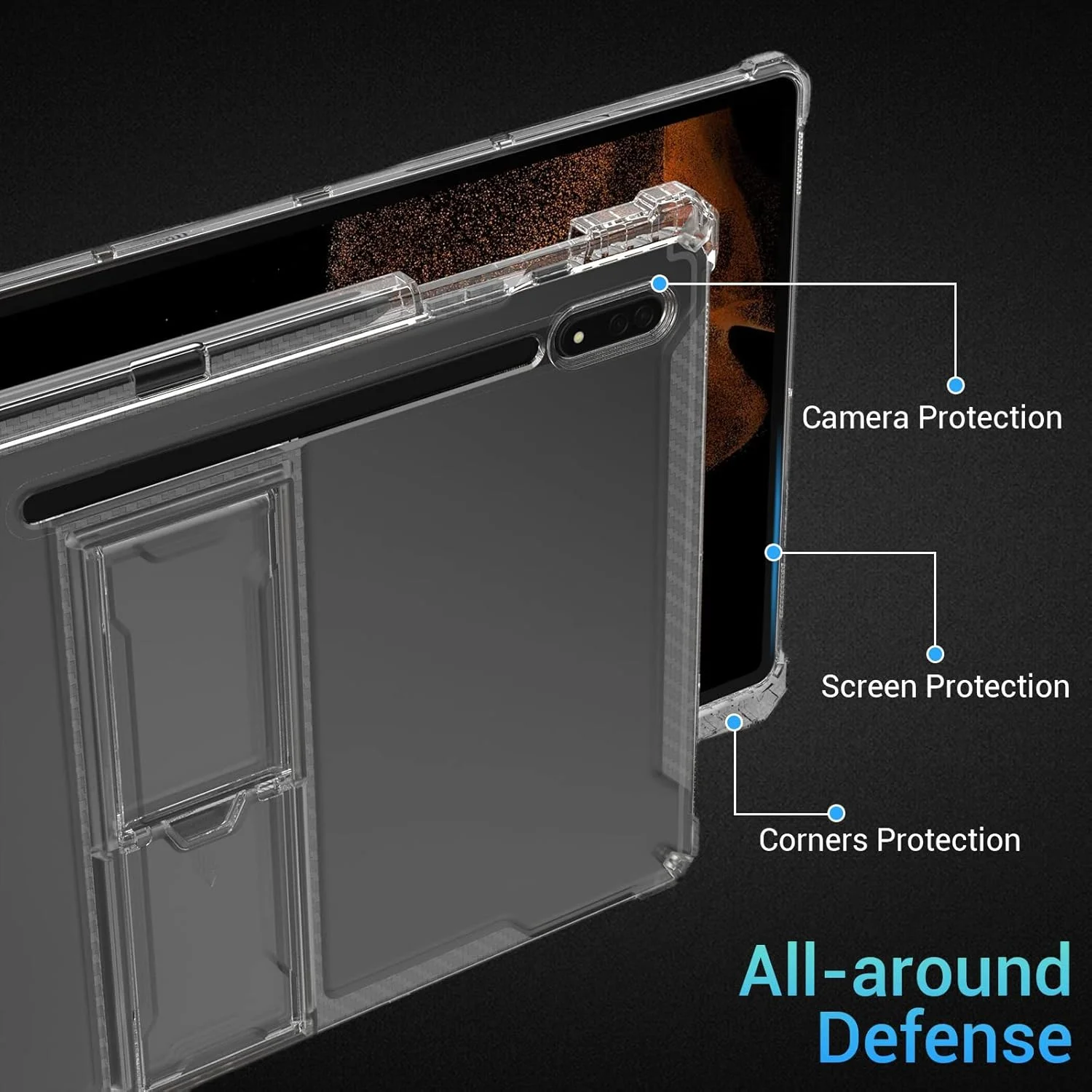 کاور شفاف Dteck برای گلکسی تب S10/S9/S8 Ultra 14.6 اینچی با نگهدارنده قلم S، باریک، سبک وزن، دارای پایه، ضد ضربه، محافظ TPU نرم شفاف برای تبلت سامسونگ 14.9 اینچی