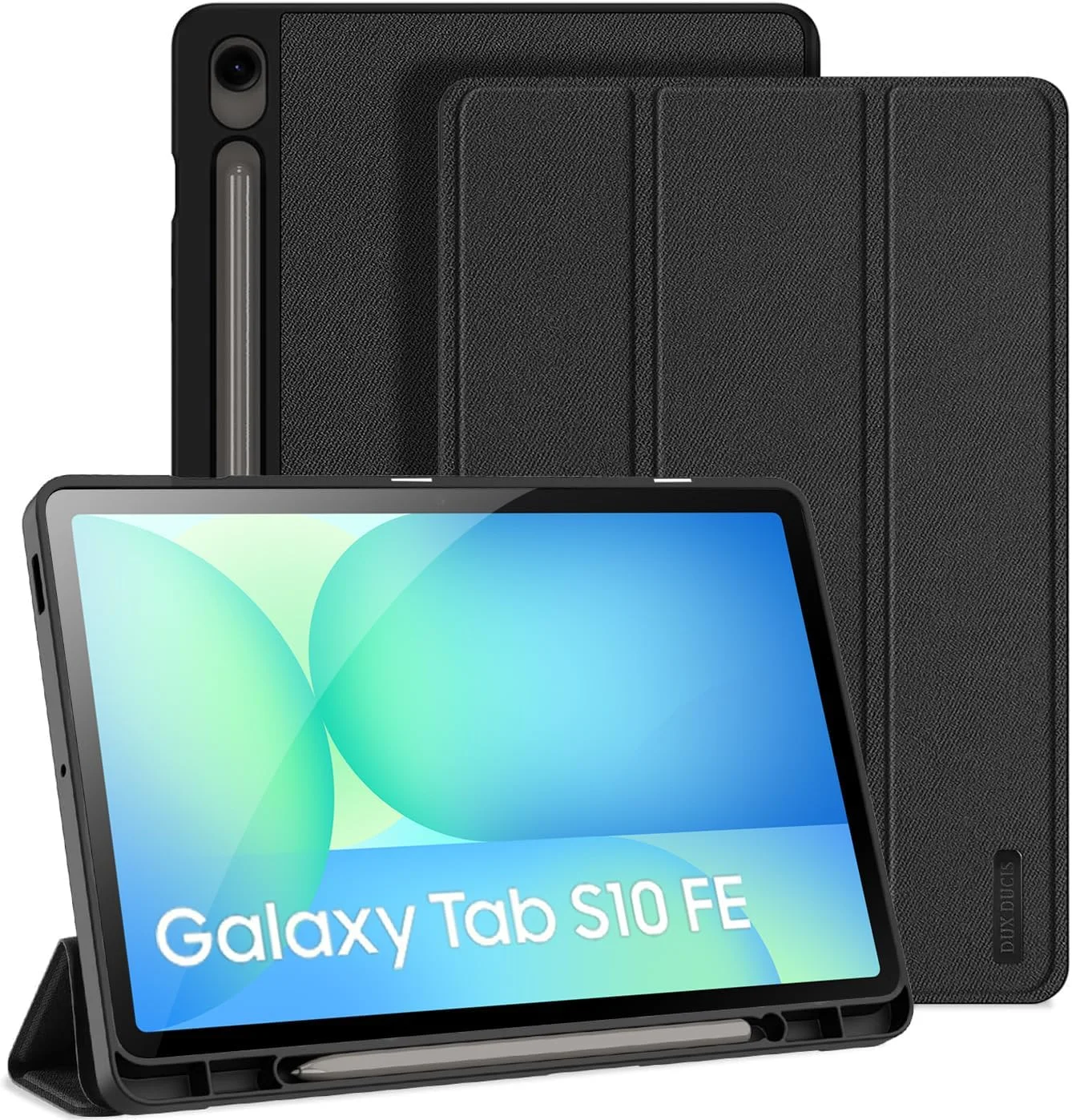کاور محافظ تبلت سامسونگ گلکسی تب S10 FE / S9 FE سایز 10.9 اینچ، کاور محافظ باریک و مغناطیسی DUX DUCIS از جنس TPU نرم به همراه جای قلم S Pen، کاور چند زاویه ای (مشکی)