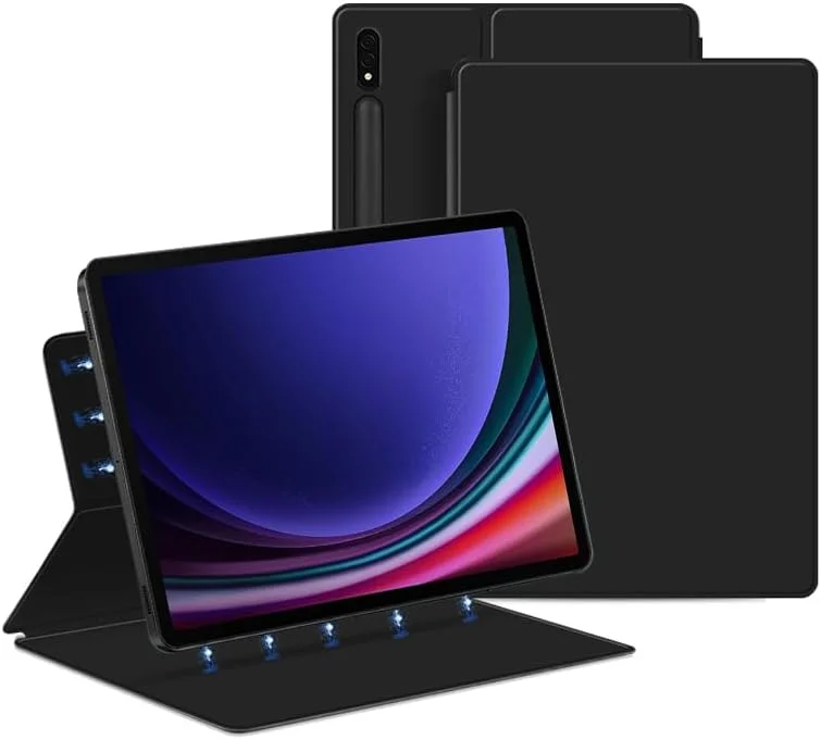 کاور BLCshine برای تبلت سامسونگ گلکسی تب S8+/S8 Plus 12.4 اینچ (2022) مدل SM-X800 SM-X806 SM-X808، اتصال مغناطیسی هوشمند قدرتمند، PU سبک وزن باریک، حالت خواب/بیدار خودکار، استند هوشمند قابل تنظیم - مشکی