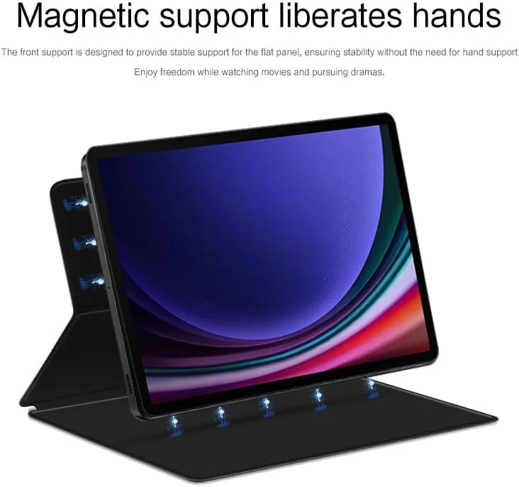 کاور BLCshine برای تبلت سامسونگ گلکسی تب S8+/S8 Plus 12.4 اینچ (2022) مدل SM-X800 SM-X806 SM-X808، اتصال مغناطیسی هوشمند قدرتمند، PU سبک وزن باریک، حالت خواب/بیدار خودکار، استند هوشمند قابل تنظیم - مشکی