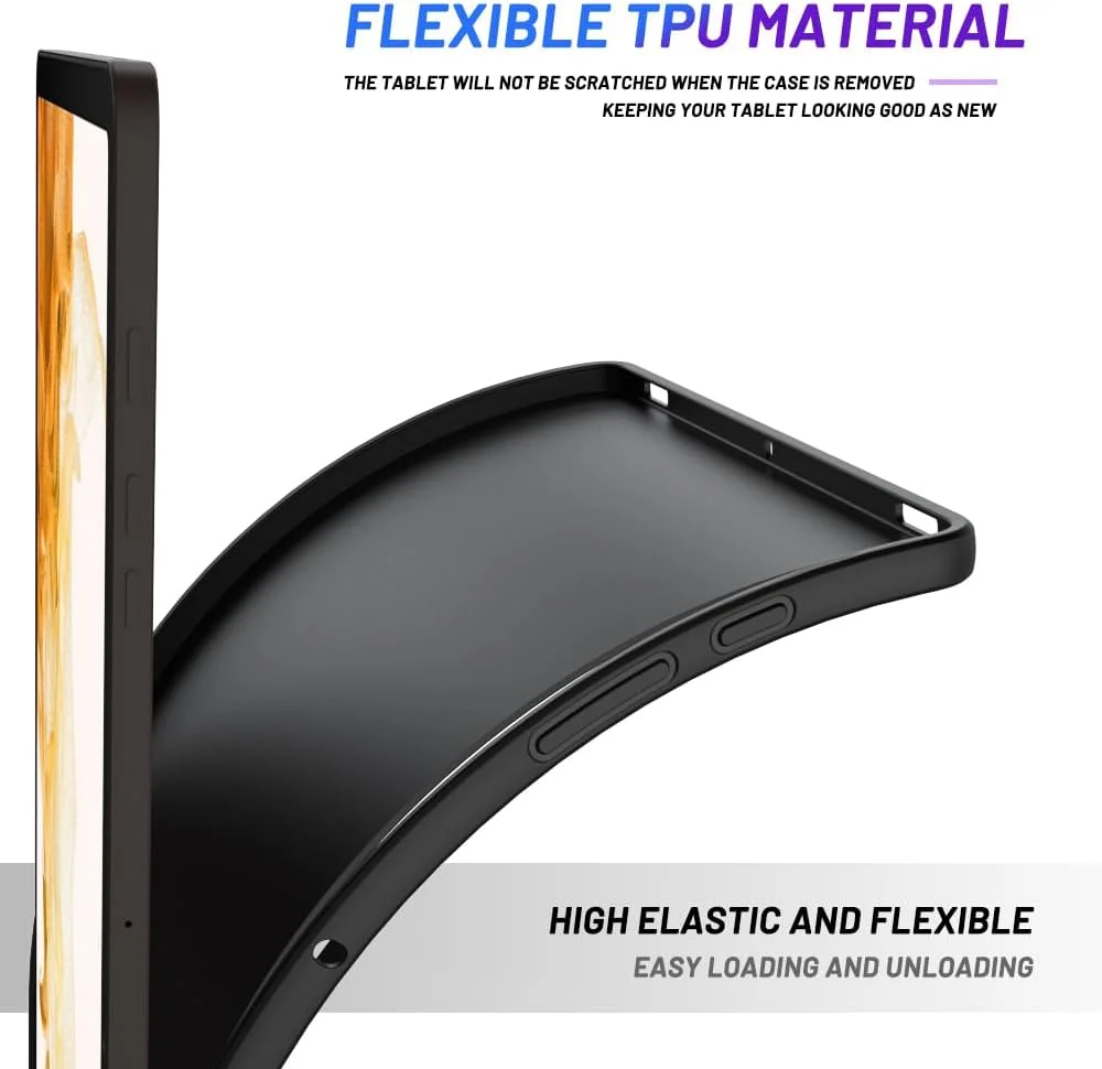 کاور محافظ تبلت WOGROO مناسب برای گلکسی تب S8 پلاس (2022) و گلکسی تب S7 پلاس (2020)، کاور محافظ نازک و نرم تبلت برای تبلت سامسونگ گلکسی تب S8 پلاس/S7 پلاس/ S8+/ S7+ 12.4 اینچ، مشکی
