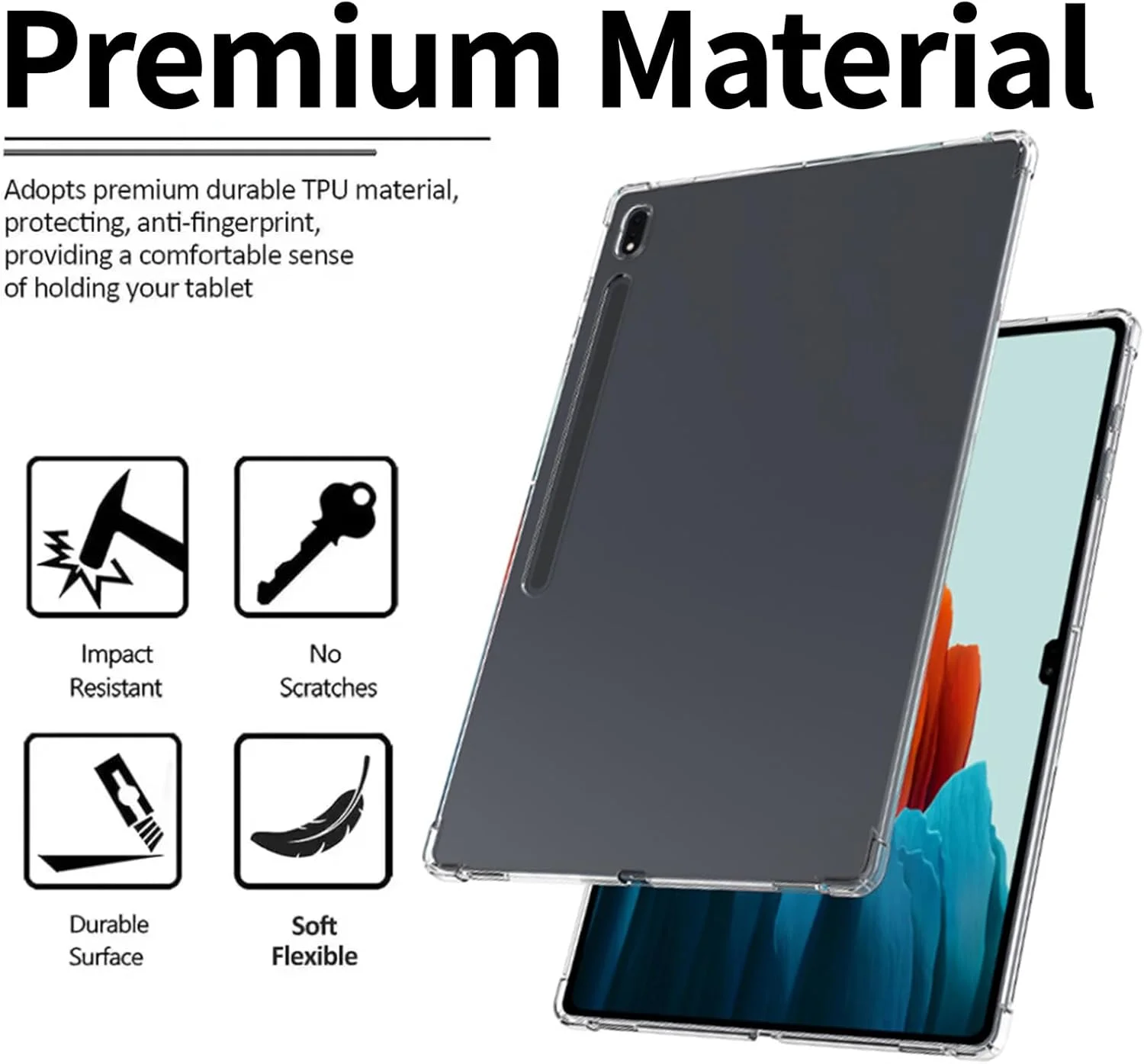 کاور شفاف Moninsta سازگار با تبلت سامسونگ گلکسی تب S10 Ultra/Tab S9 Ultra 14.6 اینچی، کاور باریک شفاف با پشت PC سخت و بامپر TPU نرم