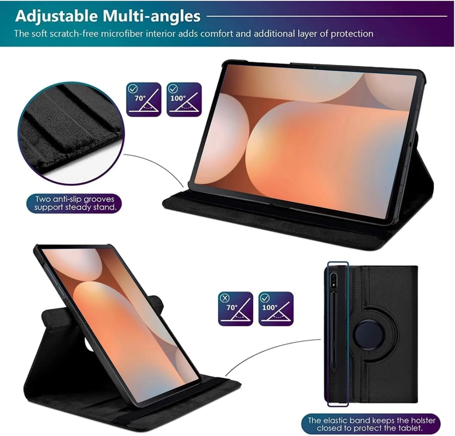 کاور چرمی چند منظوره لوکیون سازگار با تبلت سامسونگ Tab S10+ (نسخه 12.4 اینچی 2024) با قابلیت چرخش و استند منحصر به فرد، ضد ضربه و دارای حالت خواب/بیدار خودکار (مشکی) کاور چرمی چند منظوره لوکیون سازگار با تبلت سامسونگ Tab S10+ (نسخه 12.4 اینچی 2024) با قابلیت چرخش و استند منحصر به فرد، ضد ضربه و دارای حالت خواب/بیدار خودکار (مشکی)