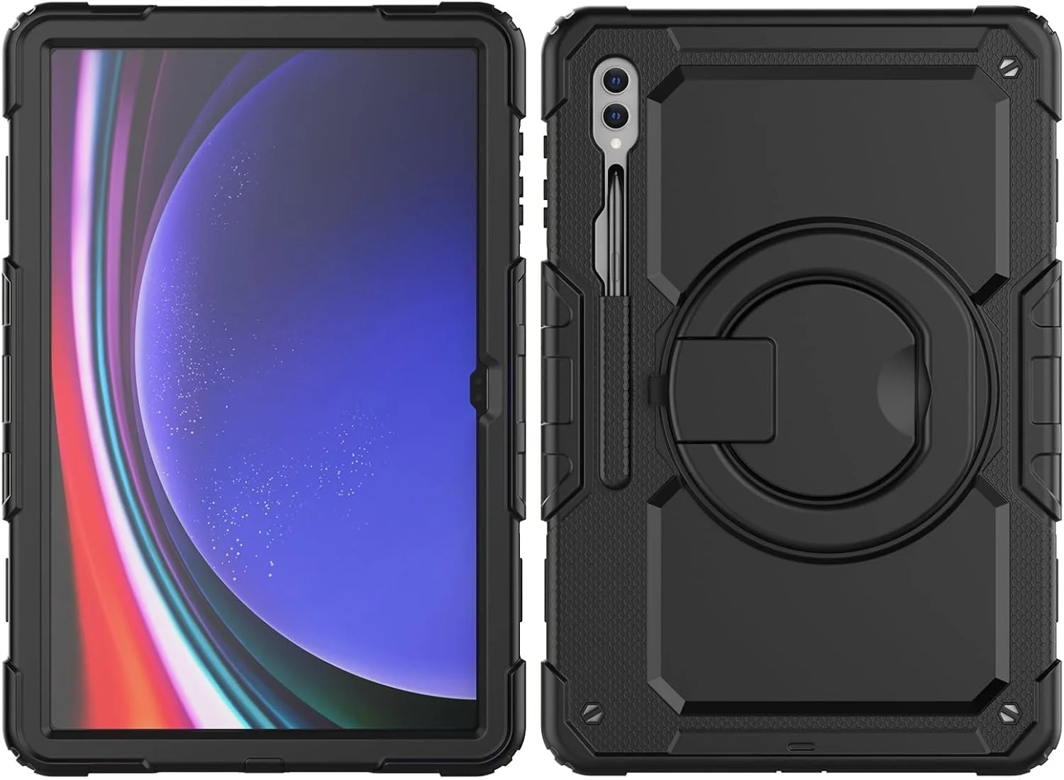 کیف محافظ نالاکال برای تبلت سامسونگ گلکسی تب S10 Ultra 14.6 اینچی 2024 SM-X920، [دارای جای قلم+محافظ صفحه نمایش] کاور محافظتی تمام بدنه مقاوم با دسته چرخان سیلیکونی برای گلکسی تب S10 Ultra (مشکی)