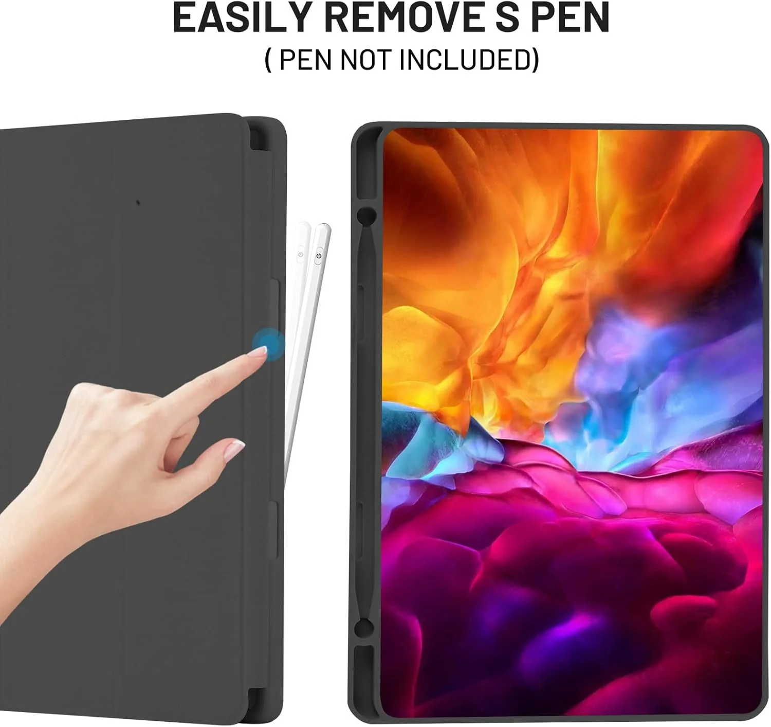کیف پالکیتسی سازگار با تبلت سامسونگ گلکسی تب S6 لایت 10.4 اینچ 2024/2022/2020، SM-P620N/P625N/P610/P613/P615/P619، کیف با جای قلم، کیف محافظ سه تایی، حالت خواب/بیدار خودکار، مشکی