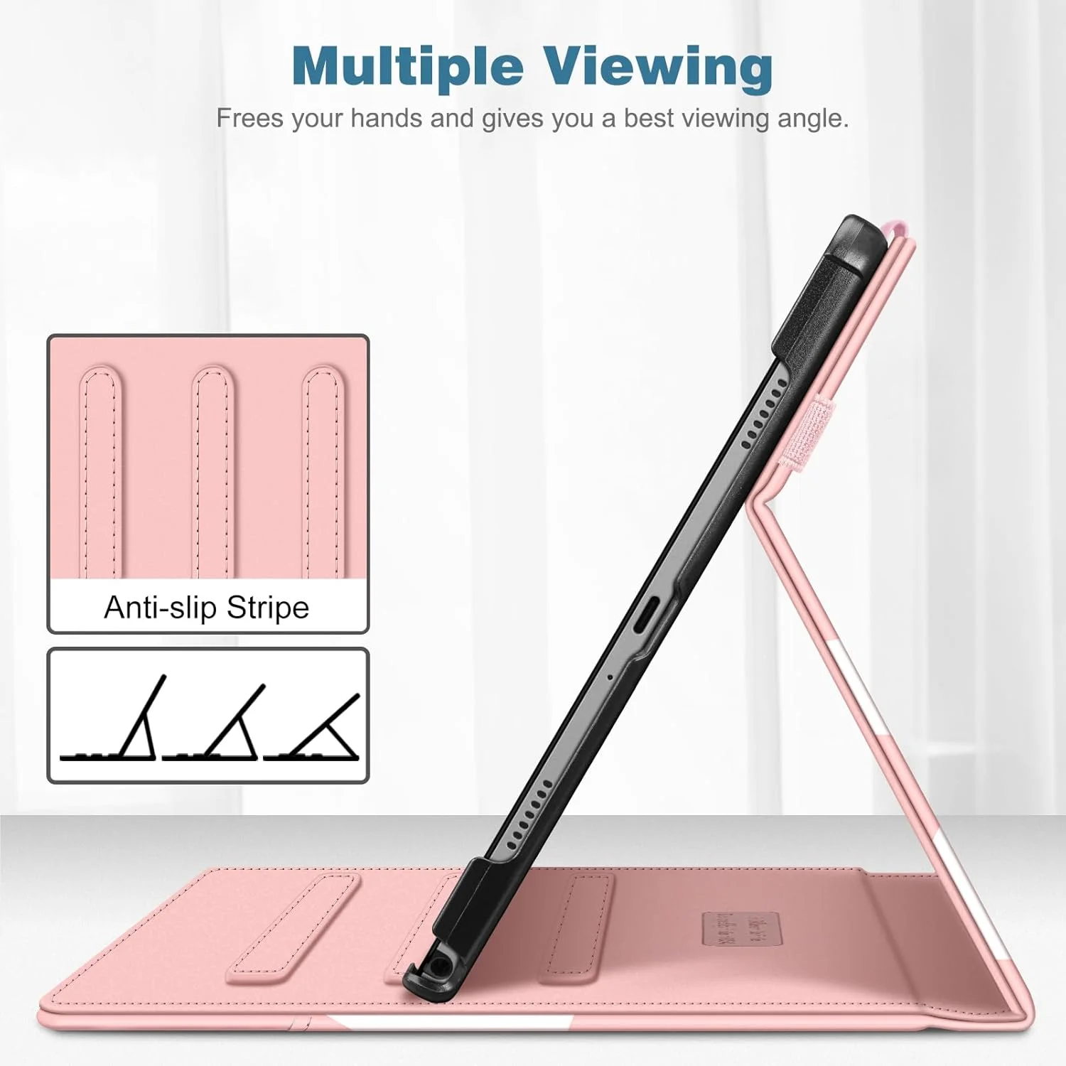 کیف محافظ FINTIE برای تبلت سامسونگ گلکسی تب A9 پلاس / A9+ 11 اینچ مدل 2023 (SM-X210/ X216/ X218)، کاور هوشمند چند زاویه ای با قابلیت استند و جیب، دارای عملکرد بیدار/خواب خودکار، طرح گاو توت فرنگی