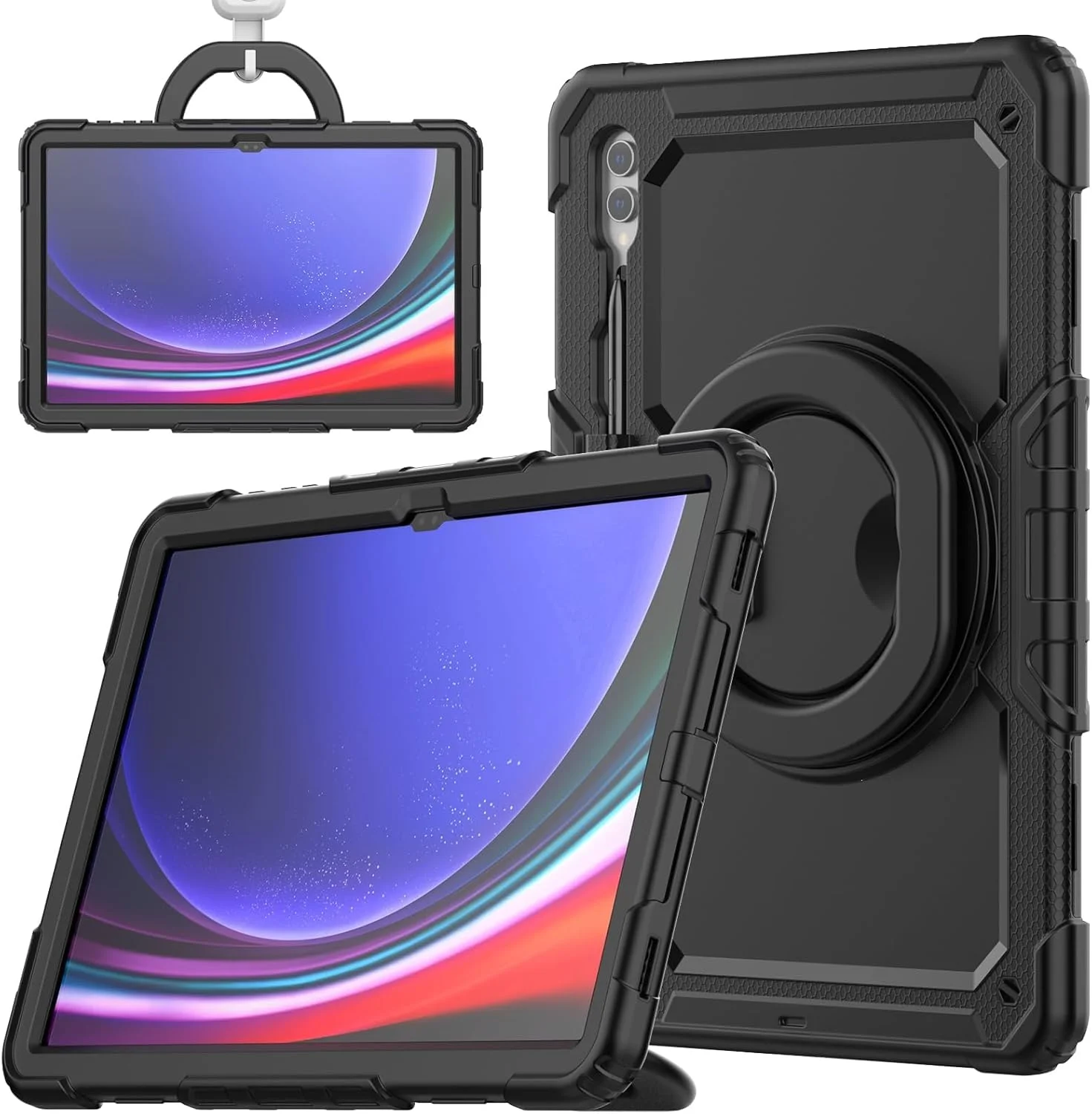 کیف محافظ نالاکال برای تبلت سامسونگ گلکسی تب S10 Ultra 14.6 اینچی 2024 SM-X920، [دارای جای قلم+محافظ صفحه نمایش] کاور محافظتی تمام بدنه مقاوم با دسته چرخان سیلیکونی برای گلکسی تب S10 Ultra (مشکی)