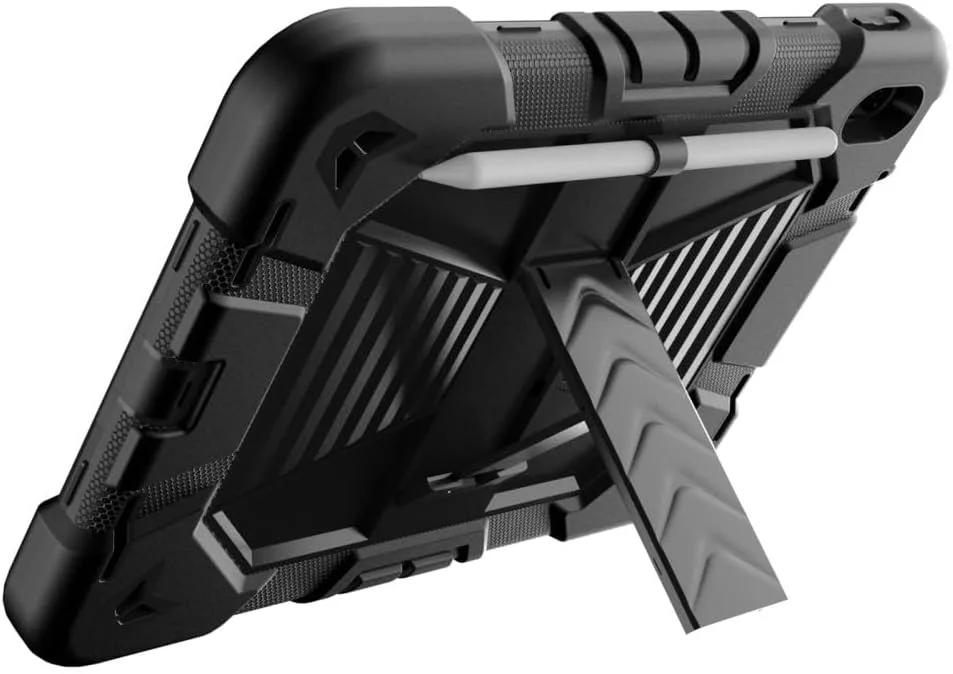 کاور محافظ تبلت آیپد 10.9 (2022) یونیک‌کیس با پایه استند، ساخته شده از PC + سیلیکون ضد ضربه به همراه جای قلم استایلوس - مشکی