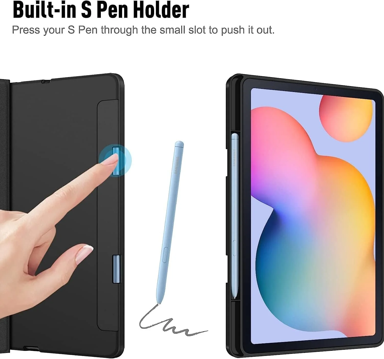 کیبورد کاور ELTERAZONE برای تبلت سامسونگ گلکسی تب S6 Lite با صفحه نمایش 10.4 اینچ مدل 2022/2020 (SM-P610/P613/P615/P619)، کاور پشتی TPU نرم با ترک پد داخلی، کیبورد بلوتوث بی سیم جداشدنی، مشکی