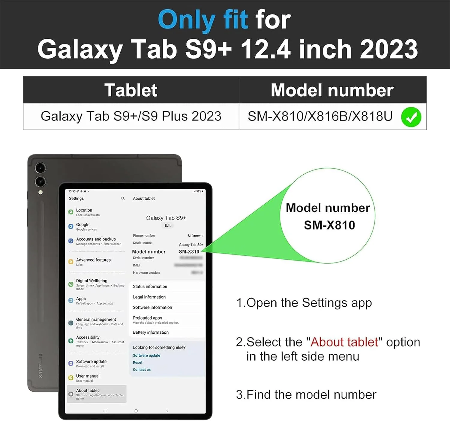 کاور محافظ تبلت سامسونگ گلکسی تب S9 پلاس 2023 سایز 12.4 اینچ (SM-X810/SM-X816B/SM-X818U) برند XIEHUZA، با پشت TPU نرم و طراحی فوق العاده نازک، دارای جای قلم و پشتیبانی از حالت خواب/بیدار خودکار