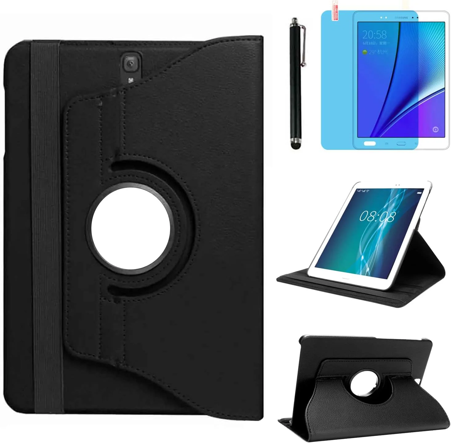 کاور آر.شنگته برای تبلت سامسونگ گلکسی تب اس 3 9.7 اینچ 2017 (SM-T820 SM-T825)، کاور محافظ کامل هوشمند با قابلیت چرخش 360 درجه، به همراه قلم استایلوس و محافظ صفحه نمایش (مشکی.1) کاور آر.شنگته برای تبلت سامسونگ گلکسی تب اس 3 9.7 اینچ 2017 (SM-T820 SM-T825)، کاور محافظ کامل هوشمند با قابلیت چرخش 360 درجه، به همراه قلم استایلوس و محافظ صفحه نمایش (مشکی.1)