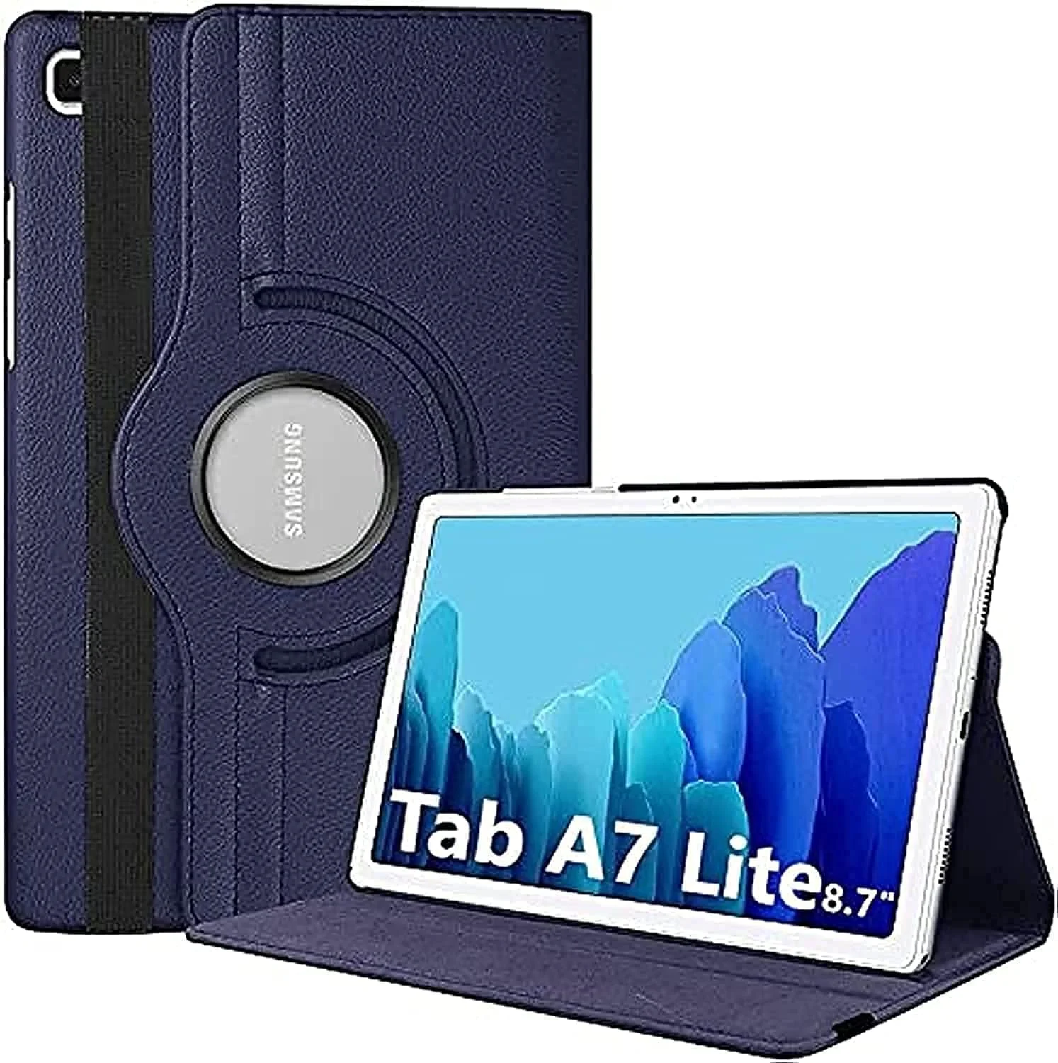 کاور تبلت سامسونگ گلکسی تب A7 LITE 8.7 T220 T225، چرخش 360 درجه، پشت PU هوشمند برای تبلت سامسونگ تب A7 8.7 اینچ (آبی)