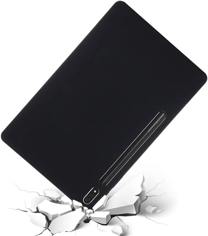 کاور تبلت Nikaque برای تبلت سامسونگ S8 Plus/S7 FE/S7 Plus سایز 12.4 اینچ مدل 2022/2021/2020، کاور سیلیکونی مایع، ژل نرم انعطاف پذیر، محافظ باریک و مقاوم در برابر ضربه، مشکی