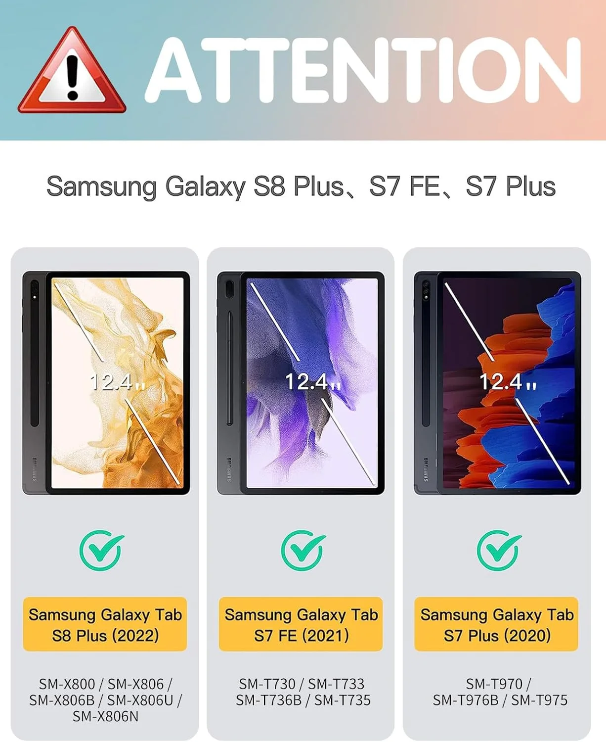 کیف تبلت Wazzasoft برای سامسونگ گلکسی تب S7 Fe/S7 Plus/S8 Plus سایز 12.4 اینچ، کاور فولیو با نگهدارنده قلم، طرح گلدار دخترانه و منحصر به فرد، تبلت چرخشی S8 Plus 2022/S7 Plus 2021/S7 FE 5G