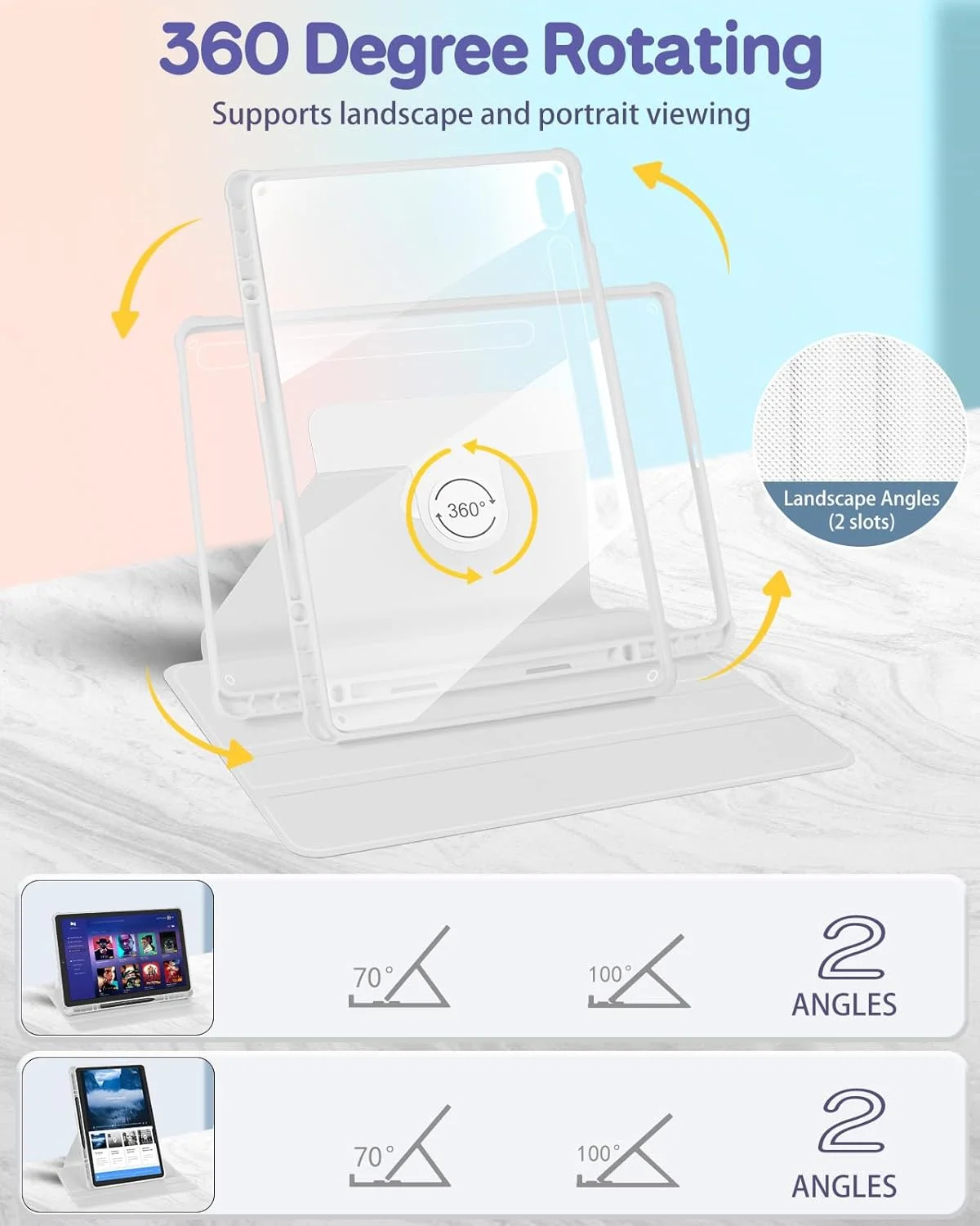 کیف تبلت Wazzasoft برای سامسونگ گلکسی تب S7 Fe/S7 Plus/S8 Plus سایز 12.4 اینچ، کاور فولیو با نگهدارنده قلم، طرح گلدار دخترانه و منحصر به فرد، تبلت چرخشی S8 Plus 2022/S7 Plus 2021/S7 FE 5G