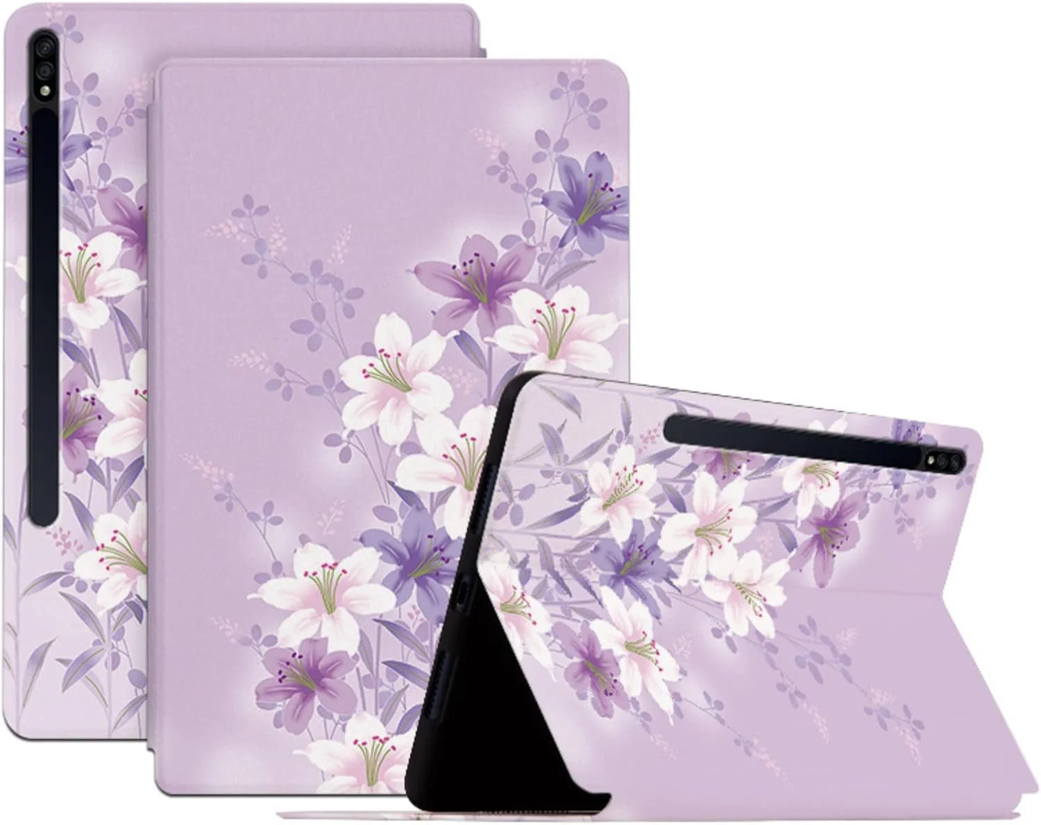 کیف تبلت طرح گل جذاب و شیک با قابلیت استند برای تبلت سامسونگ گلکسی تب S2 S7 S8 پلاس FE A8 2021 A7 2020 A 10.1 10.5 E 9.6 اینچ، باریک و راحت (بنفش، S7 FE 2021 12.4 T730) کیف تبلت طرح گل جذاب و شیک با قابلیت استند برای تبلت سامسونگ گلکسی تب S2 S7 S8 پلاس FE A8 2021 A7 2020 A 10.1 10.5 E 9.6 اینچ، باریک و راحت (بنفش، S7 FE 2021 12.4 T730)