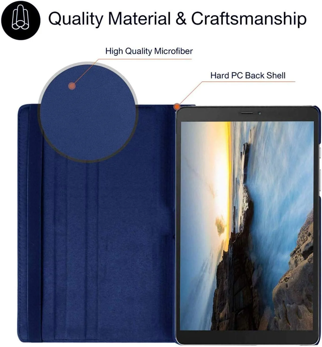 کاور تبلت آر.شنگته مناسب برای تبلت سامسونگ گلکسی تب A 10.1 2019 (SM-T510 SM-T515)، کاور محافظ کامل با پایه چرخان 360 درجه، به همراه قلم استایلوس و محافظ صفحه نمایش (آبی)