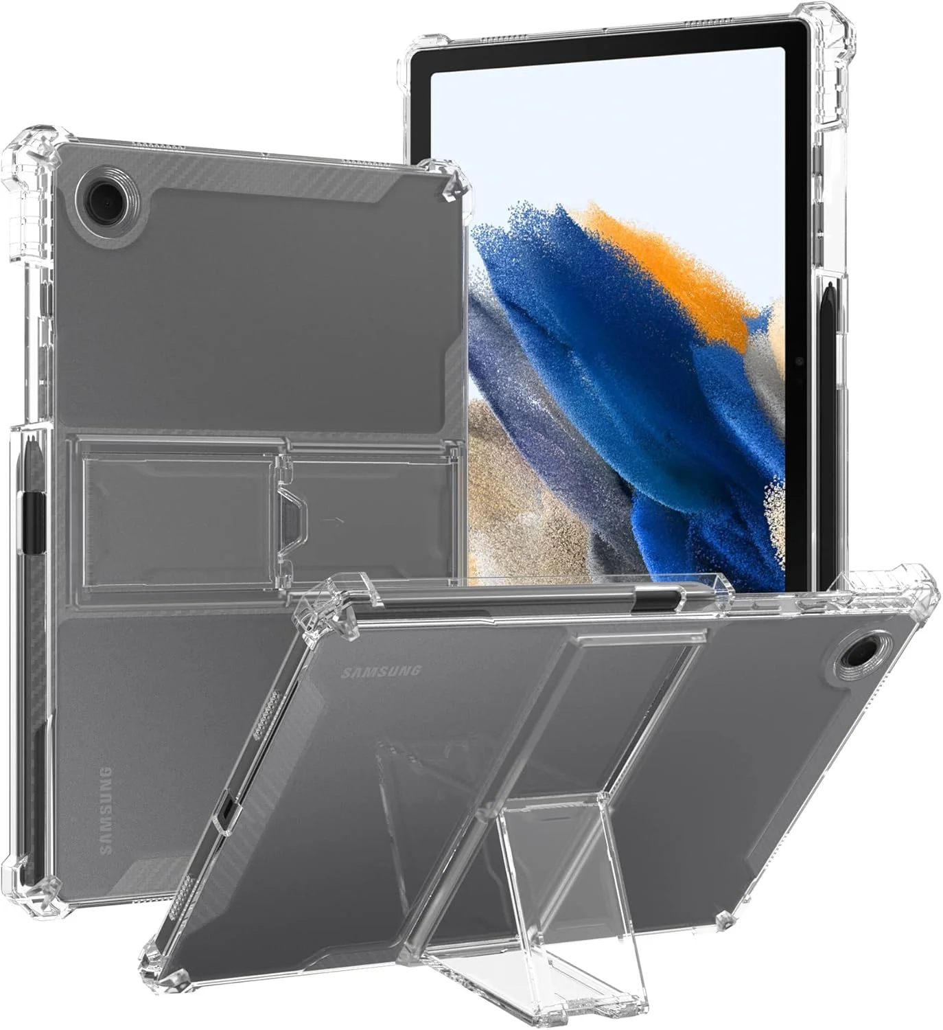 کاور تبلت Dteck Galaxy Tab A8 (2022) - کاور پشتی شفاف سیلیکونی بادوام با [پایه/نگهدارنده مداد] کاور محافظ سبک وزن برای تبلت سامسونگ گلکسی تب A8 10.5 اینچی SM-X200/X205، شفاف