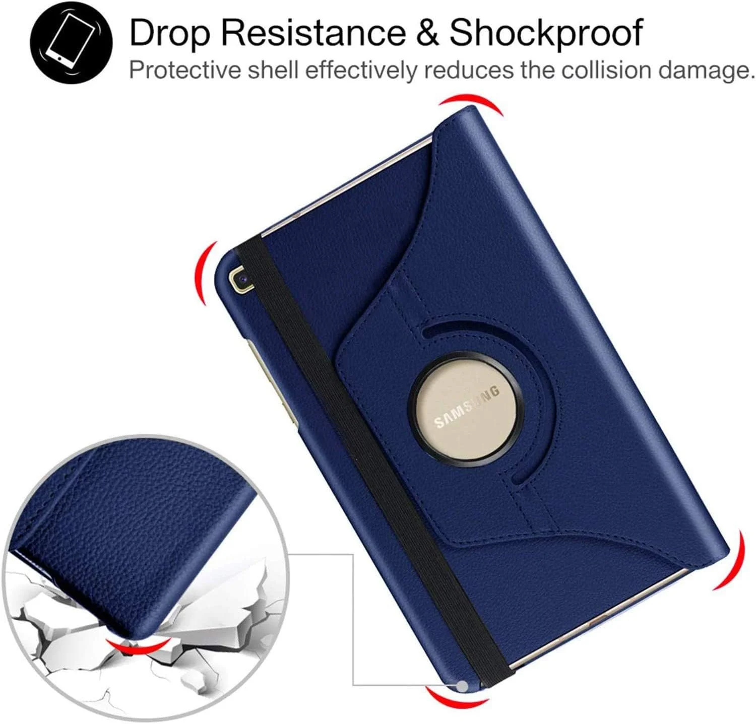 کاور تبلت آر.شنگته مناسب برای تبلت سامسونگ گلکسی تب A 10.1 2019 (SM-T510 SM-T515)، کاور محافظ کامل با پایه چرخان 360 درجه، به همراه قلم استایلوس و محافظ صفحه نمایش (آبی)