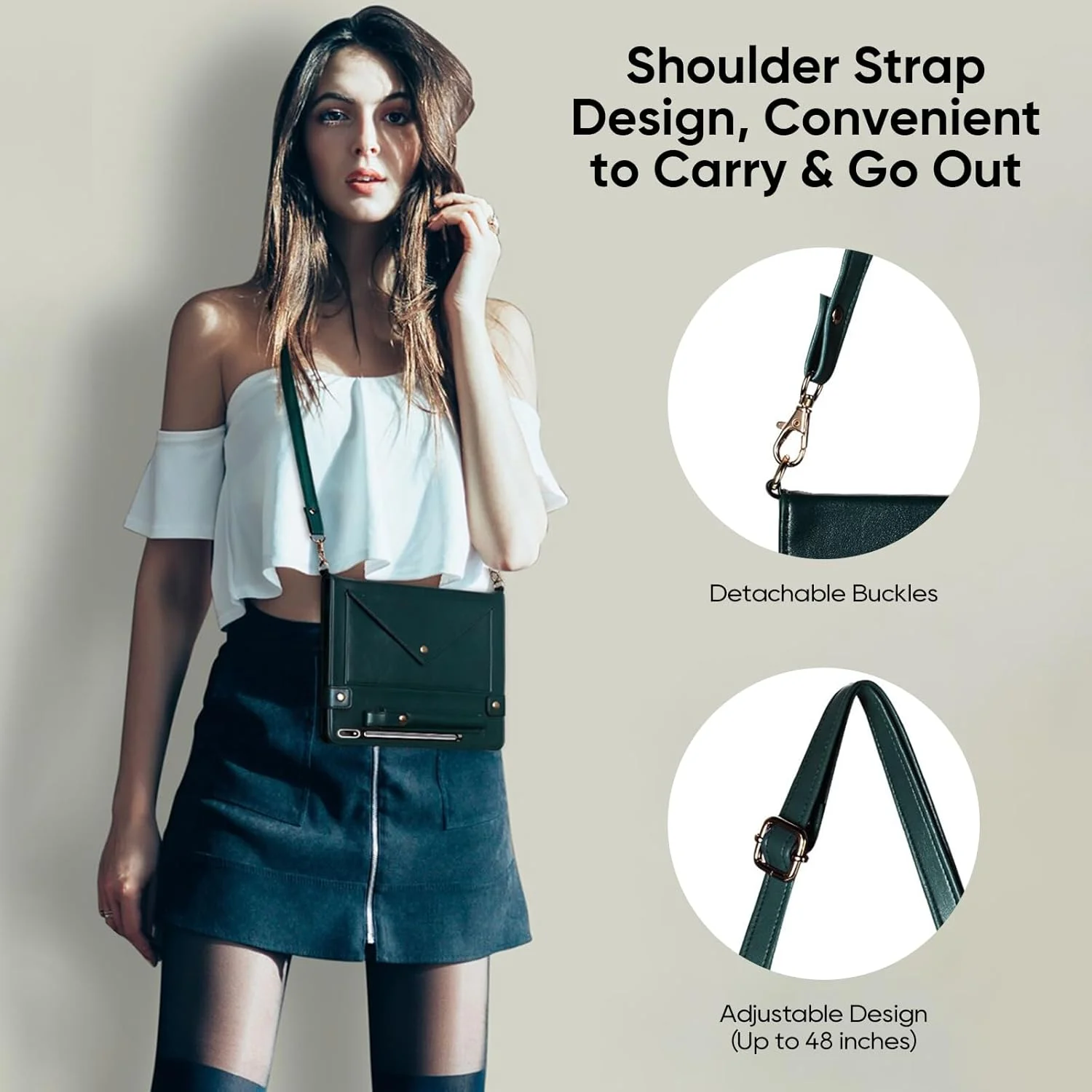 کیف حمل تبلت مناسب برای سامسونگ گلکسی تب S10 Ultra/S9 Ultra/ S8 Ultra 14.6 اینچ، چرم مصنوعی PU طرح قدیمی، دارای بند دستی، بند دوشی، جای کارت، جای قلم S Pen و قابلیت استند، سبز تیره