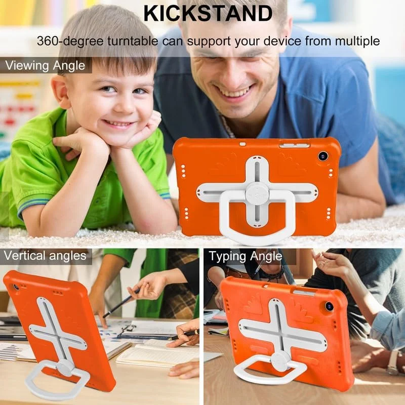 کاور تبلت نیکاکیو برای سامسونگ گلکسی تب A9 پلاس 11 X210/X216/X218 (2023)، مناسب کودکان، با دستگیره متحرک چرخان 360 درجه، بند شانه، کاور محافظ سبک وزن EVA، نارنجی بژ