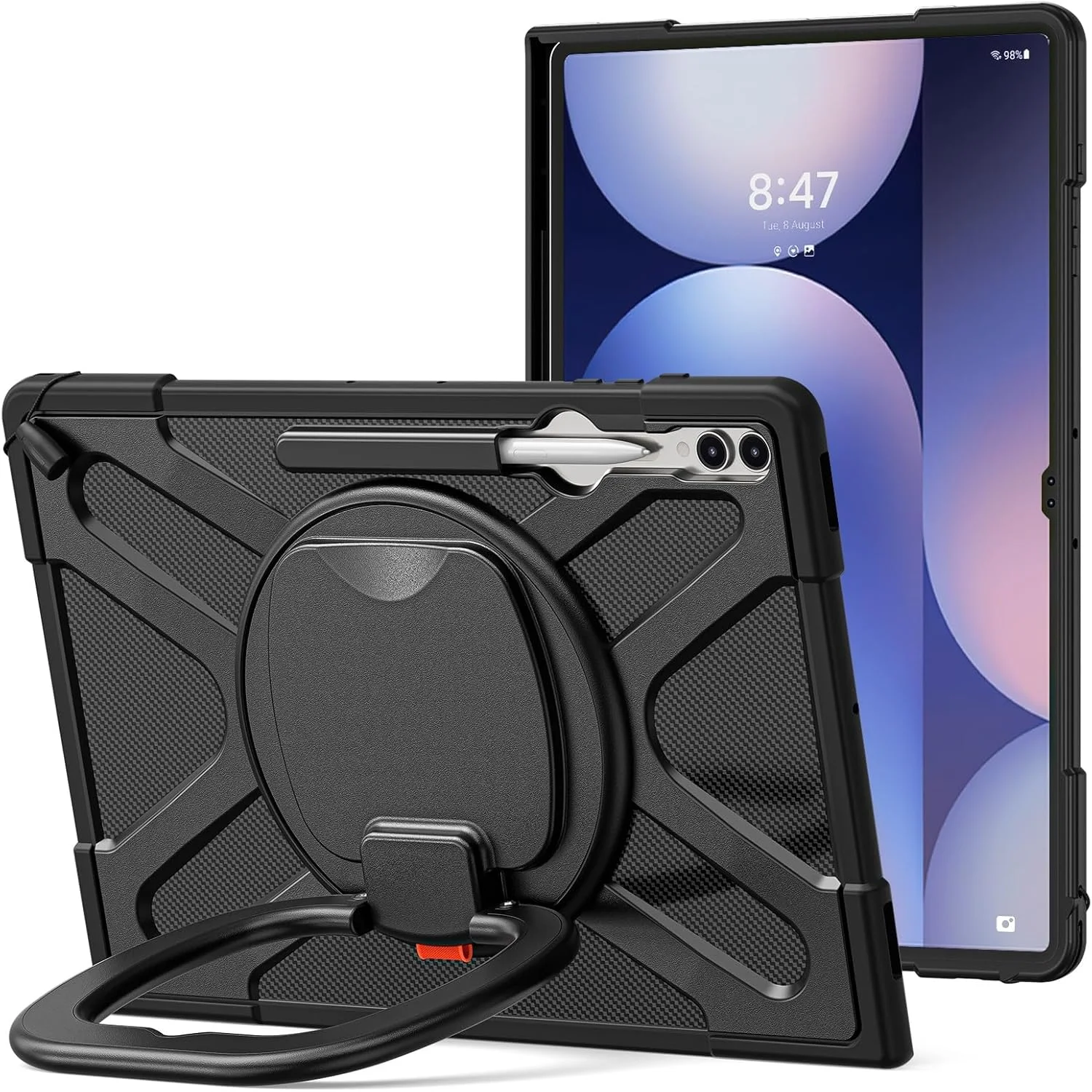 کیف تبلت مسافرتی سازگار با سامسونگ گلکسی تب S9 Ultra/Tab S8 Ultra 14.6 اینچ با پایه چرخان، سازگار با کیبورد Type Cover با پایه، کیف محافظ مقاوم