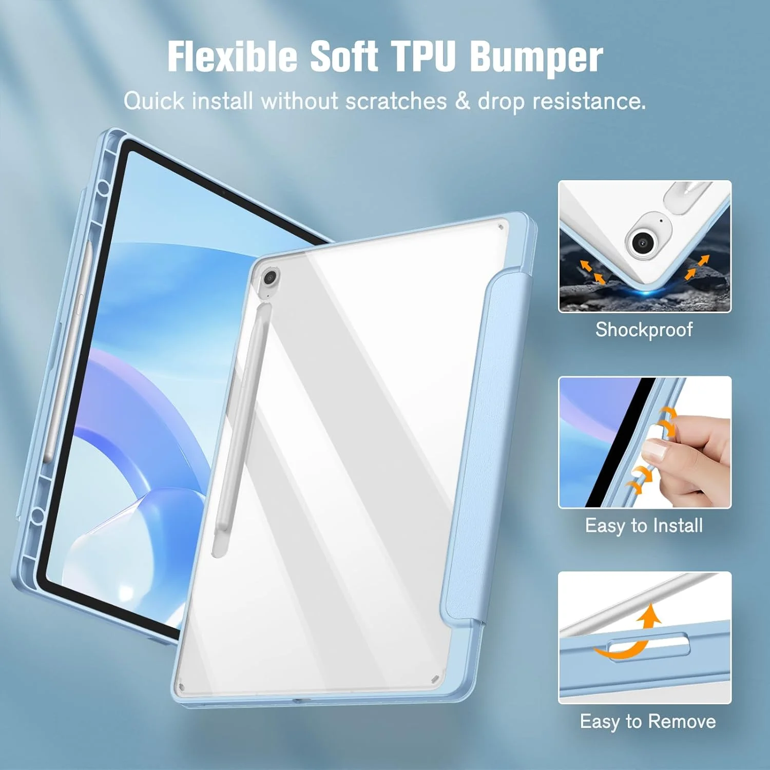 کیف باریک ترکیبی FINTIE برای تبلت سامسونگ گلکسی تب S10 FE+ Plus ۱۳.۱ اینچ مدل ۲۰۲۵ (SM-X620/X626) با جای قلم S، روکش ضد ضربه با قاب پشتی شفاف، قابلیت بیدار شدن/خواب خودکار، آبی آسمانی کیف باریک ترکیبی FINTIE برای تبلت سامسونگ گلکسی تب S10 FE+ Plus ۱۳.۱ اینچ مدل ۲۰۲۵ (SM-X620/X626) با جای قلم S، روکش ضد ضربه با قاب پشتی شفاف، قابلیت بیدار شدن/خواب خودکار، آبی آسمانی